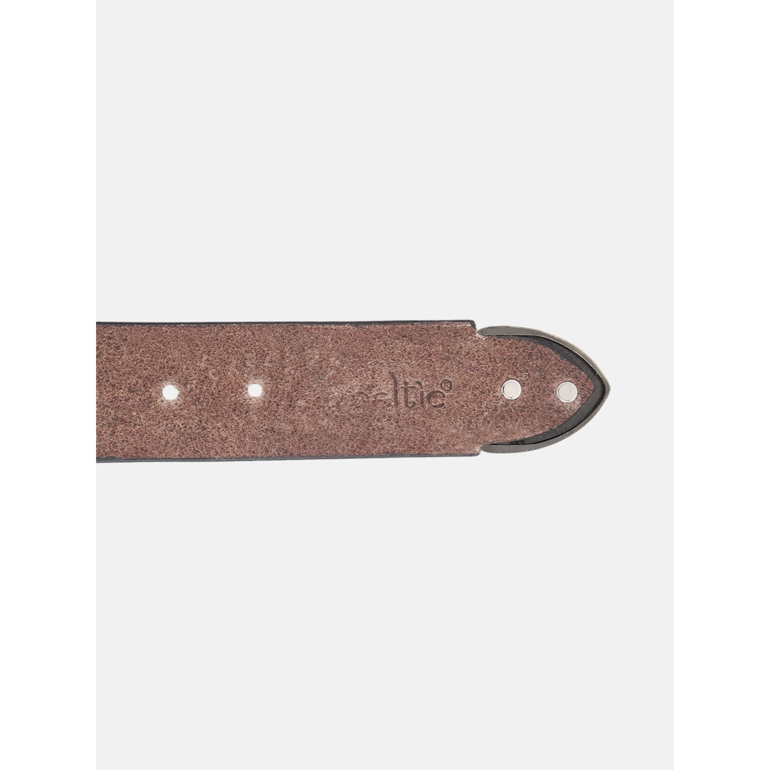 Men Genuine Leather Embossed Brown Western Waist Accessory Ornate Buckle Tip - Image 5