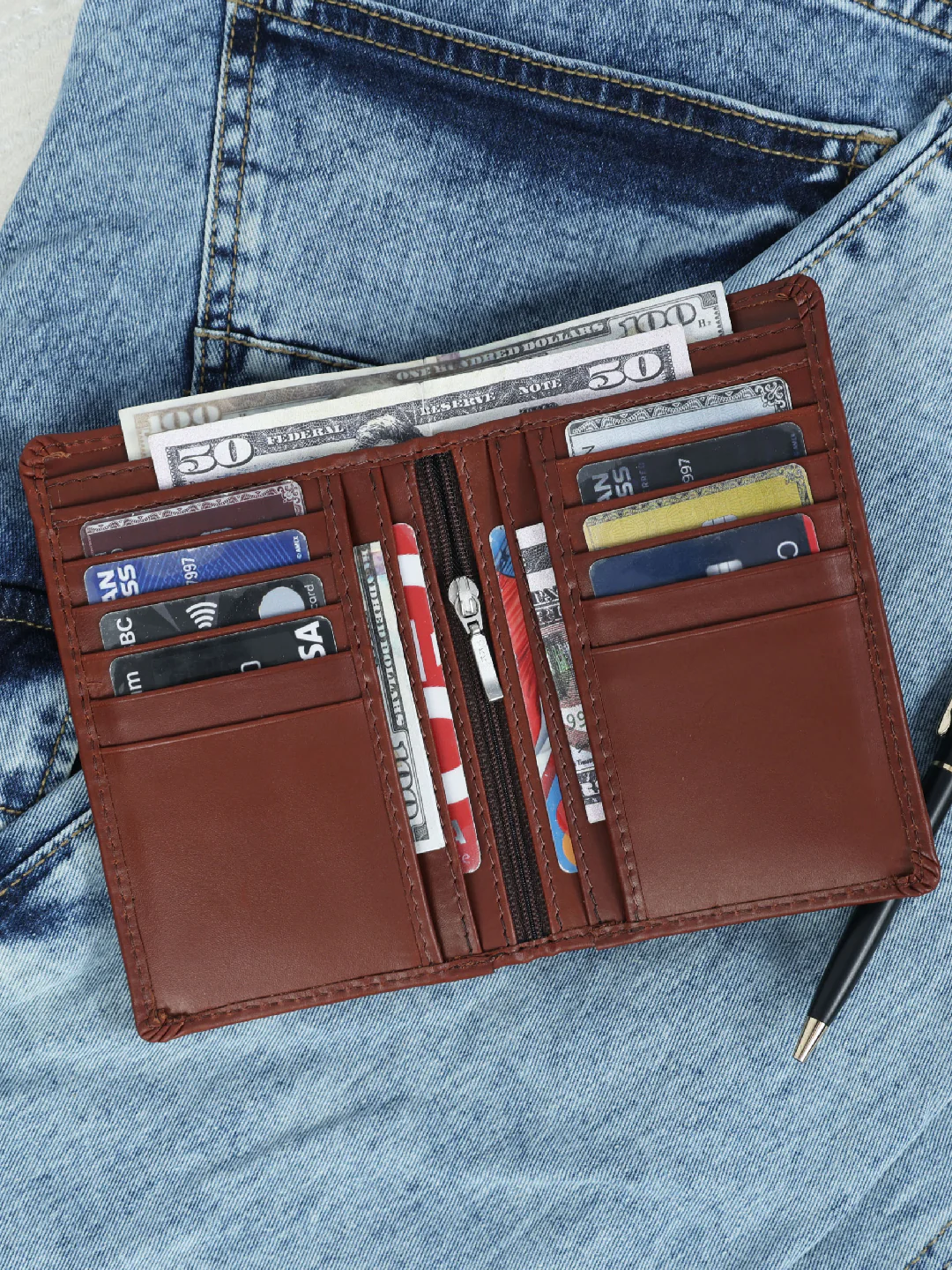 Premium Leather Card  Holder with Zipper Pocket - Image 8