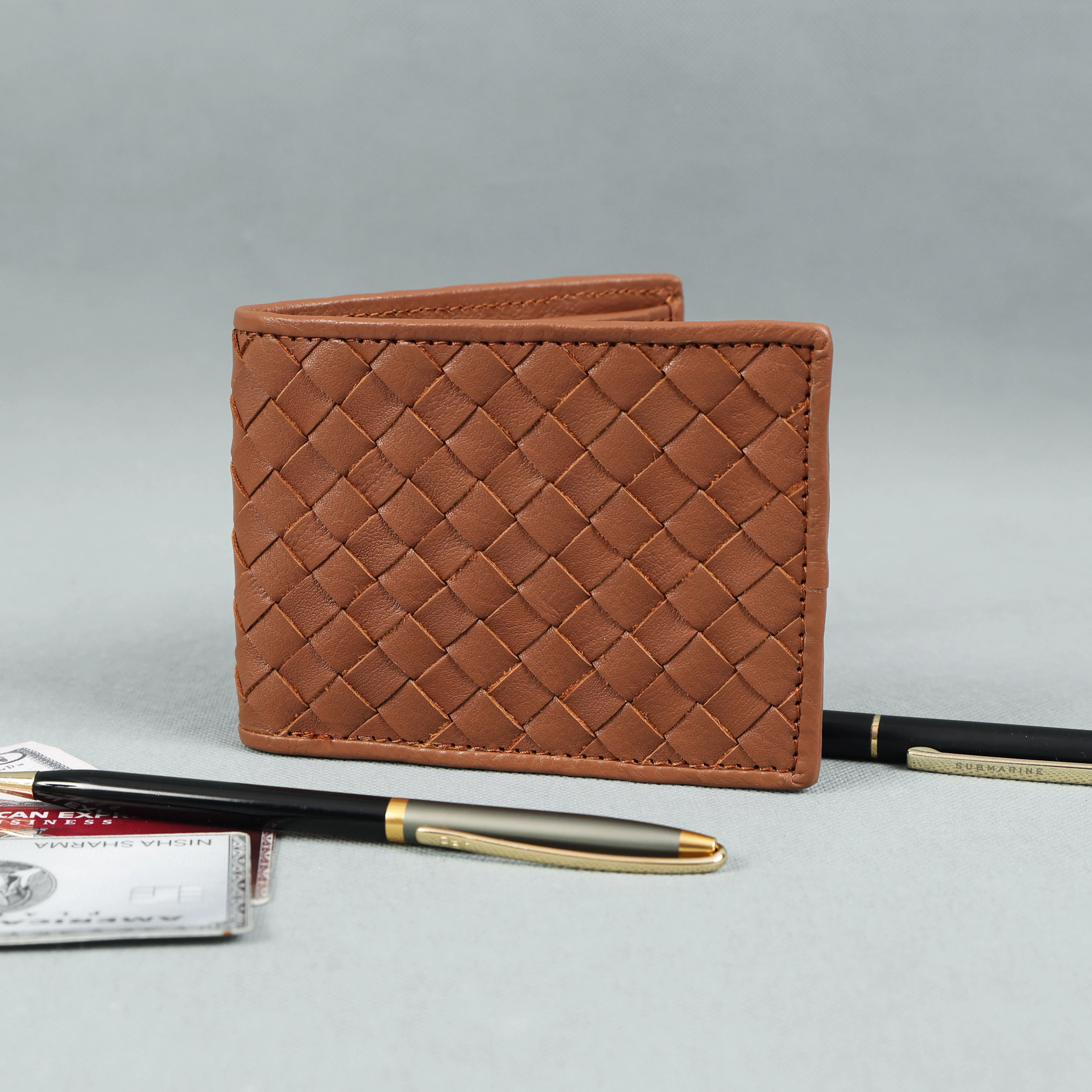 Premium Hand-Woven Leather Wallet with Coin Pocket & Multi-Card Storage by Celtic - Image 2