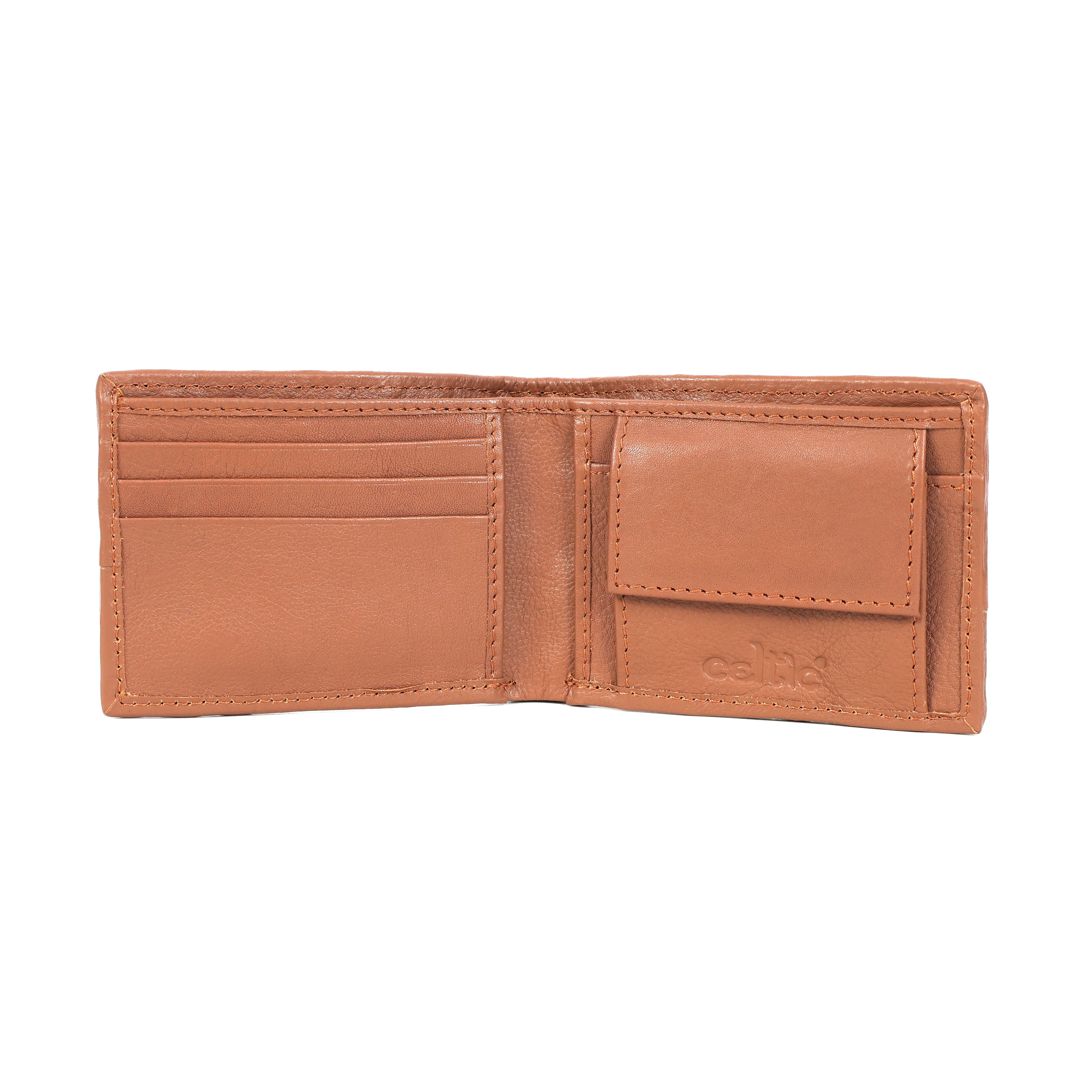 Premium Hand-Woven Leather Wallet with Coin Pocket & Multi-Card Storage by Celtic - Image 4