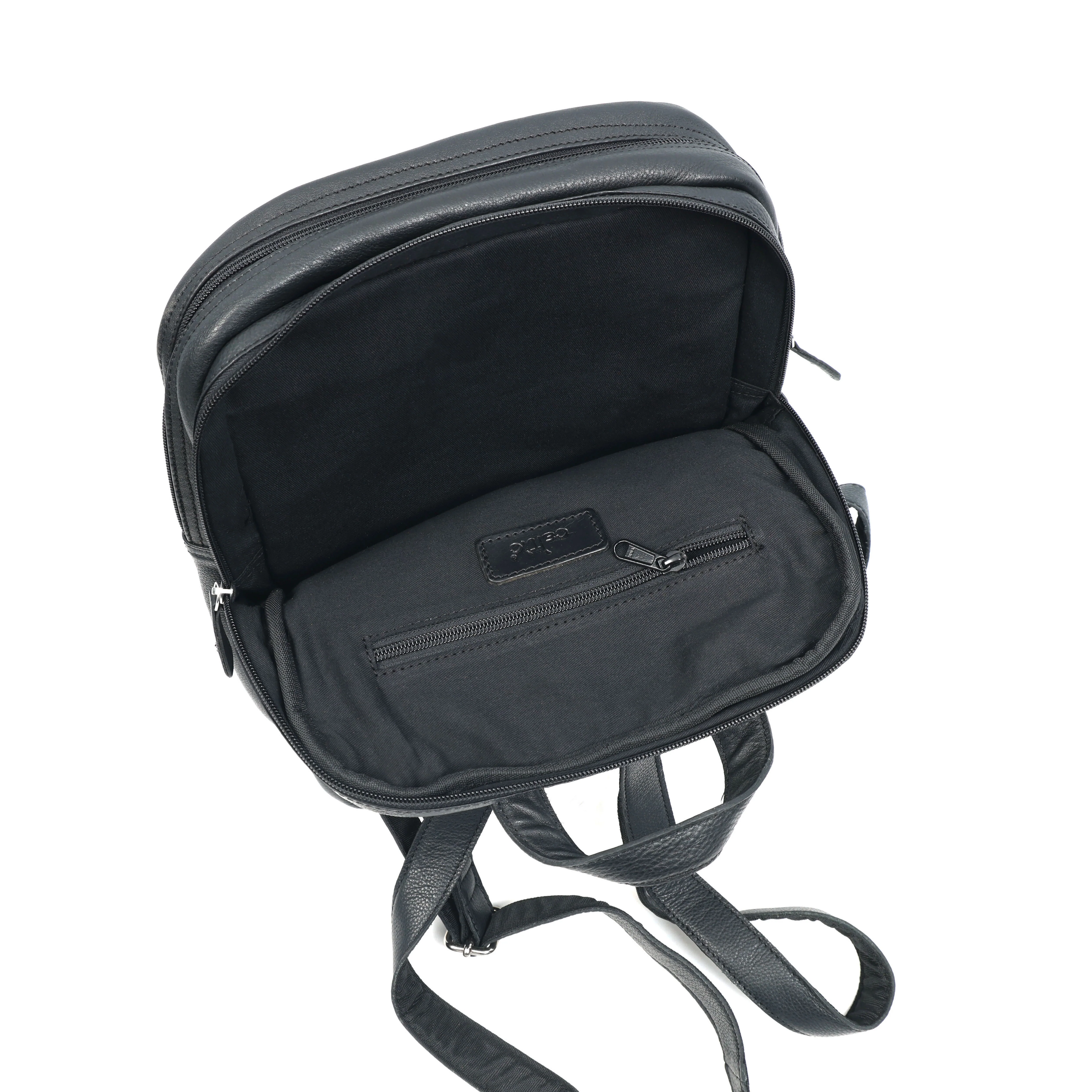 Premium Genuine Leather Multi-Zip Backpack with Padded Straps & Organizer Pockets - Image 4