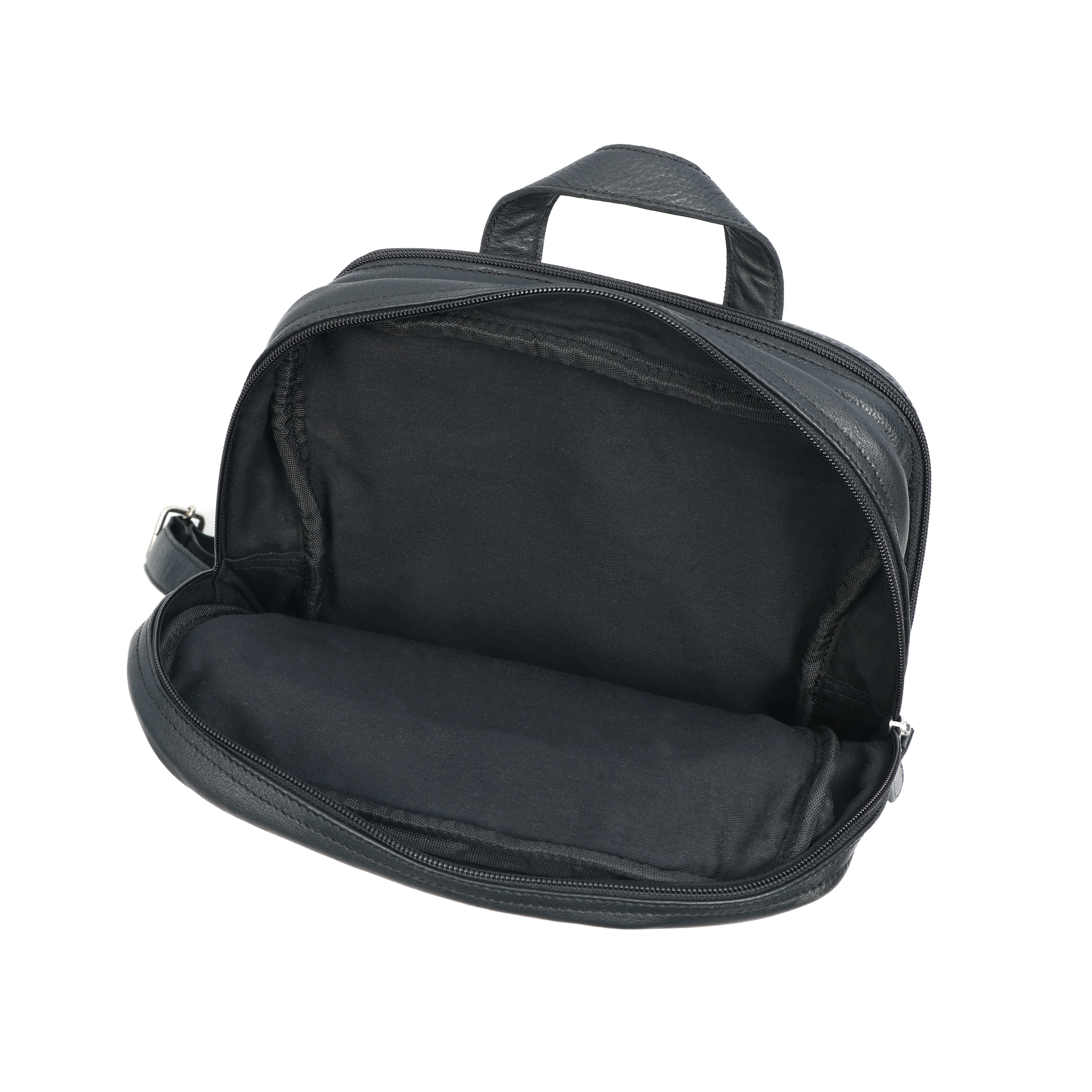 Premium Genuine Leather Multi-Zip Backpack with Padded Straps & Organizer Pockets - Image 7