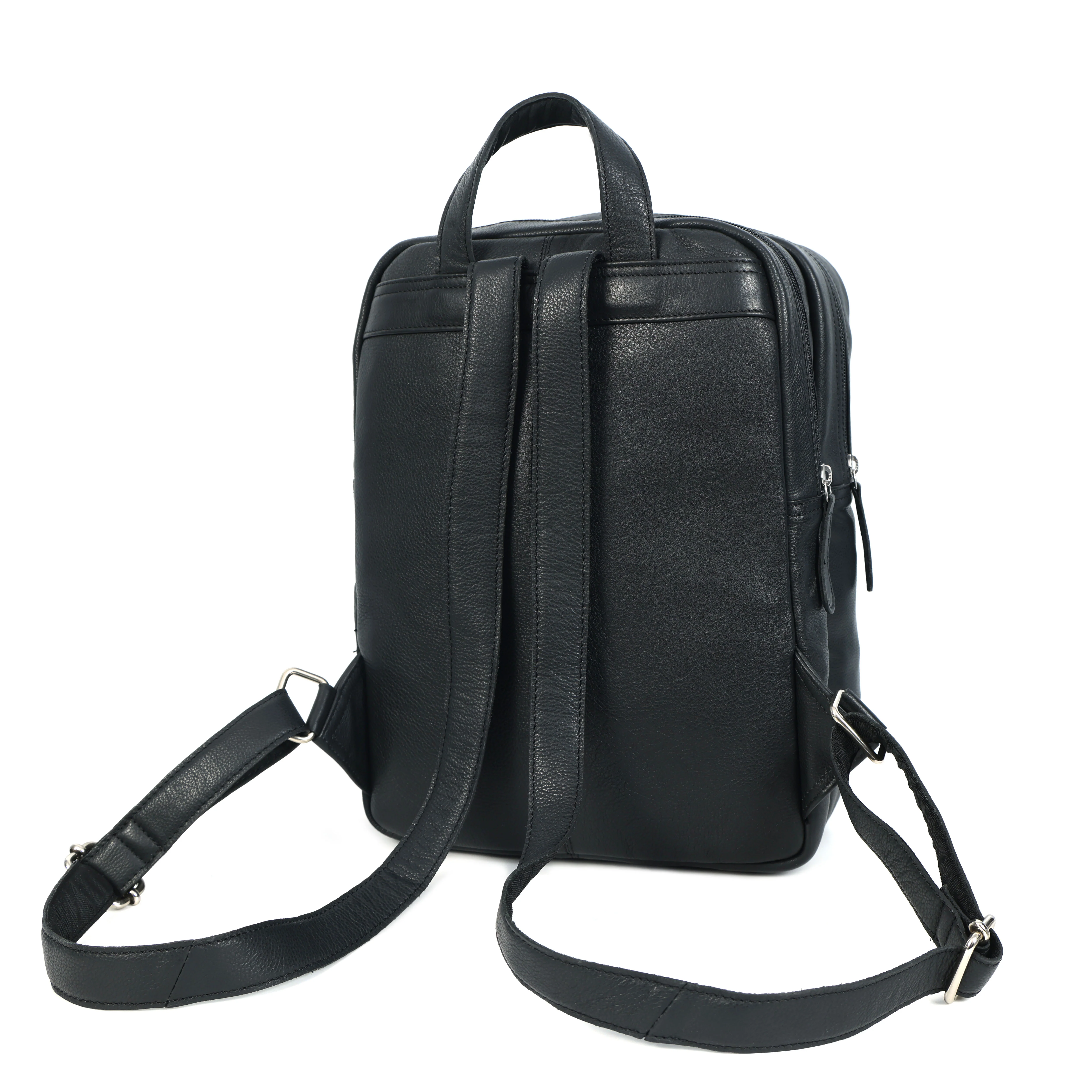 Premium Genuine Leather Multi-Zip Backpack with Padded Straps & Organizer Pockets - Image 8