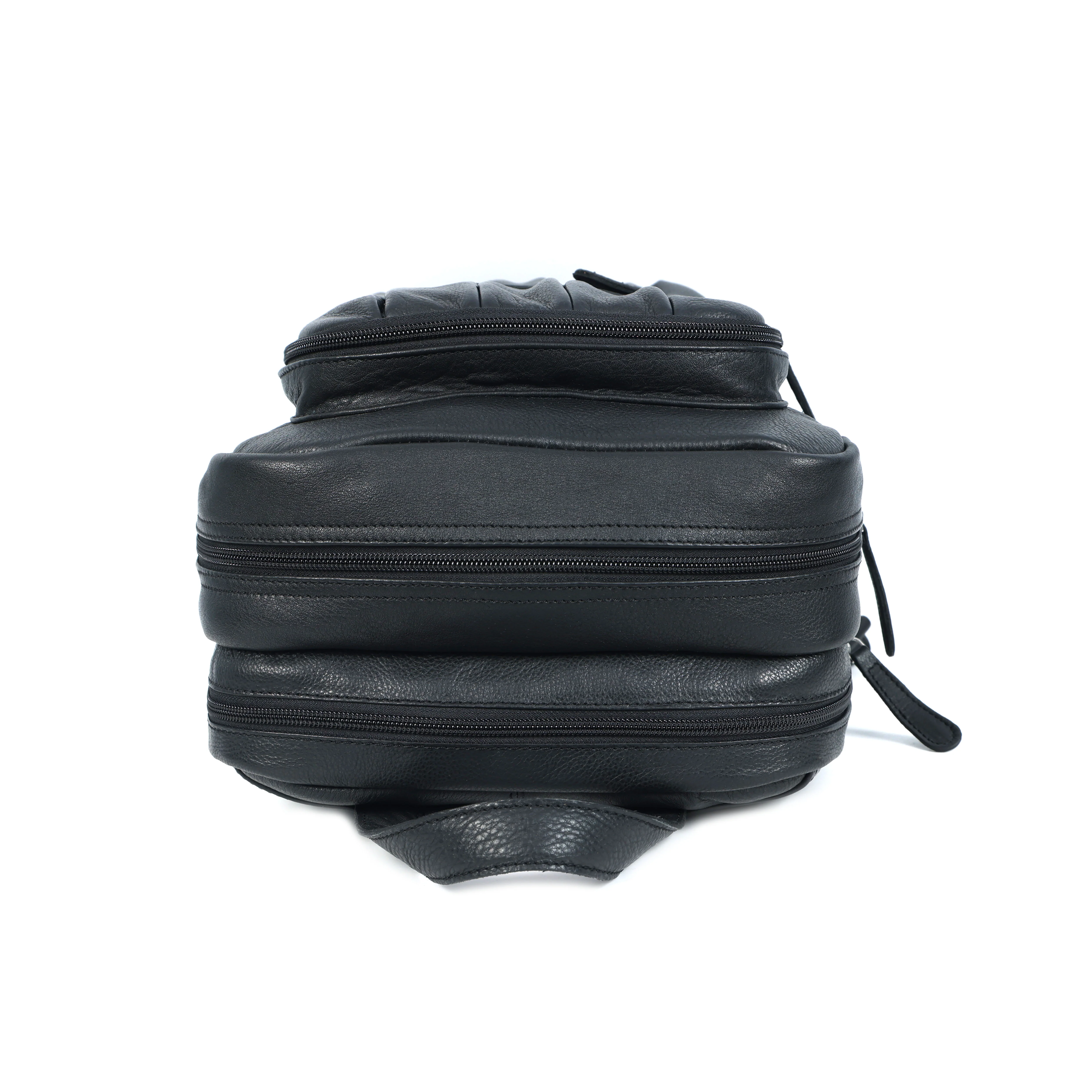 Premium Genuine Leather Multi-Zip Backpack with Padded Straps & Organizer Pockets - Image 9