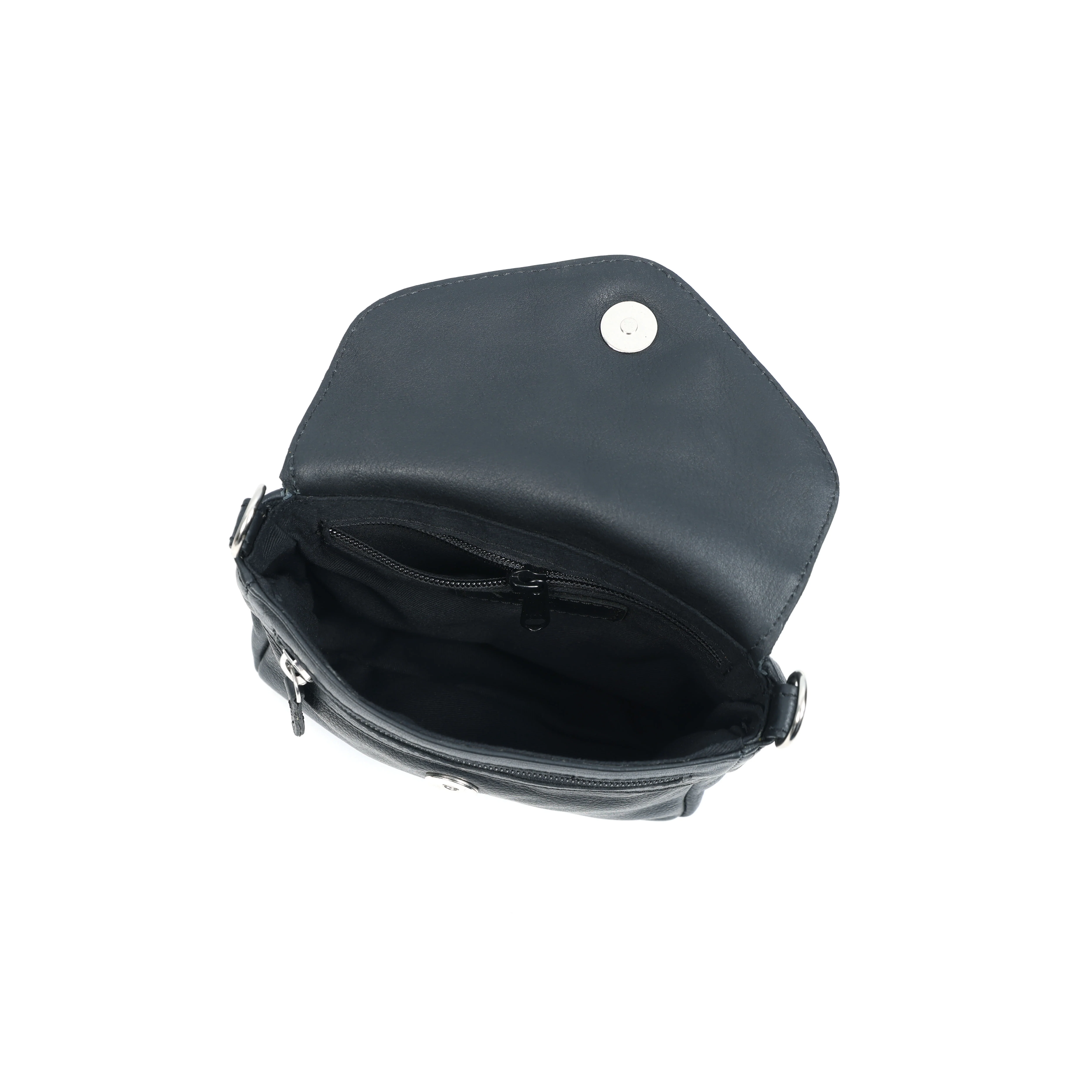 Premium Genuine Leather Flap Crossbody Bag with Adjustable Strap & Zip Pockets - Image 3