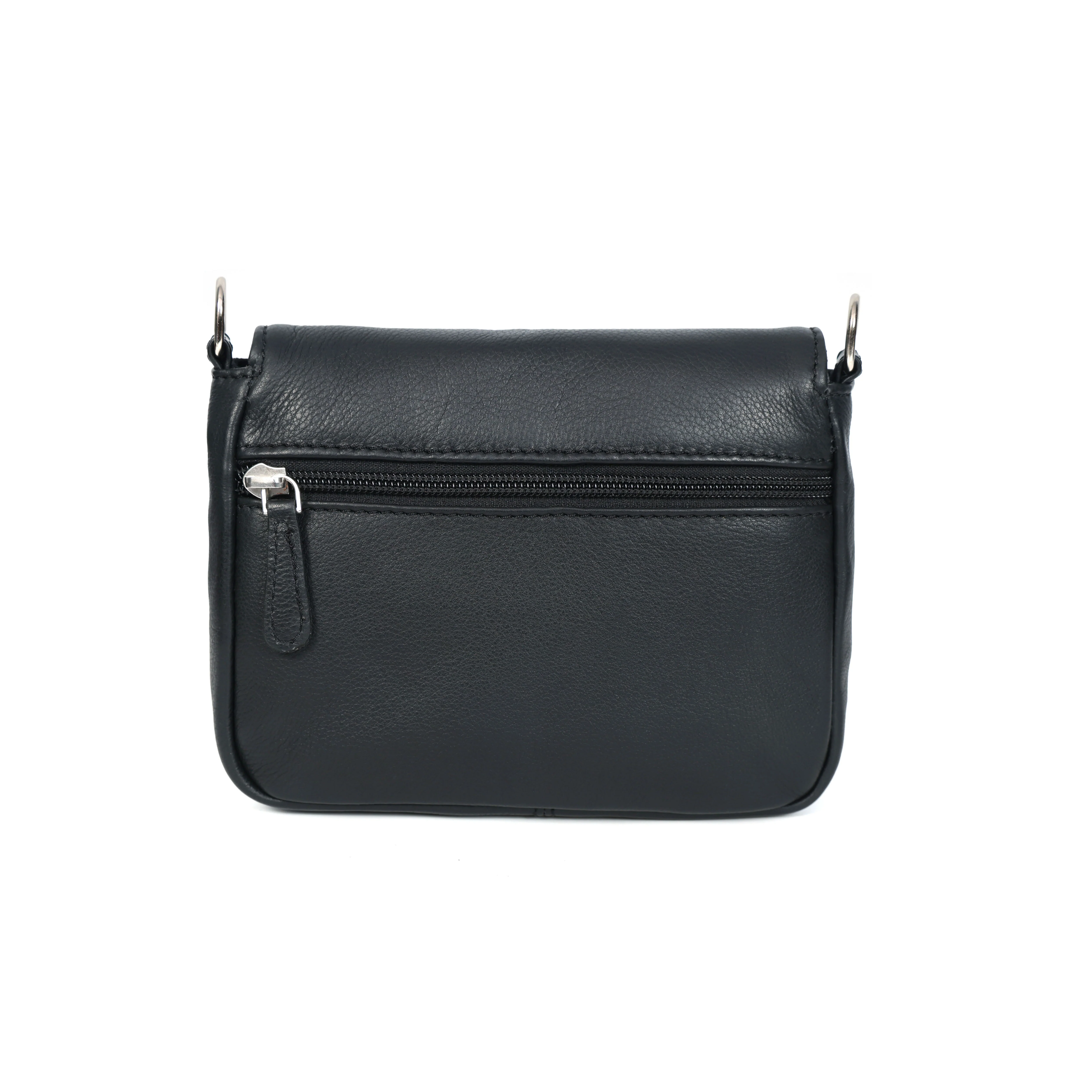 Premium Genuine Leather Flap Crossbody Bag with Adjustable Strap & Zip Pockets - Image 4