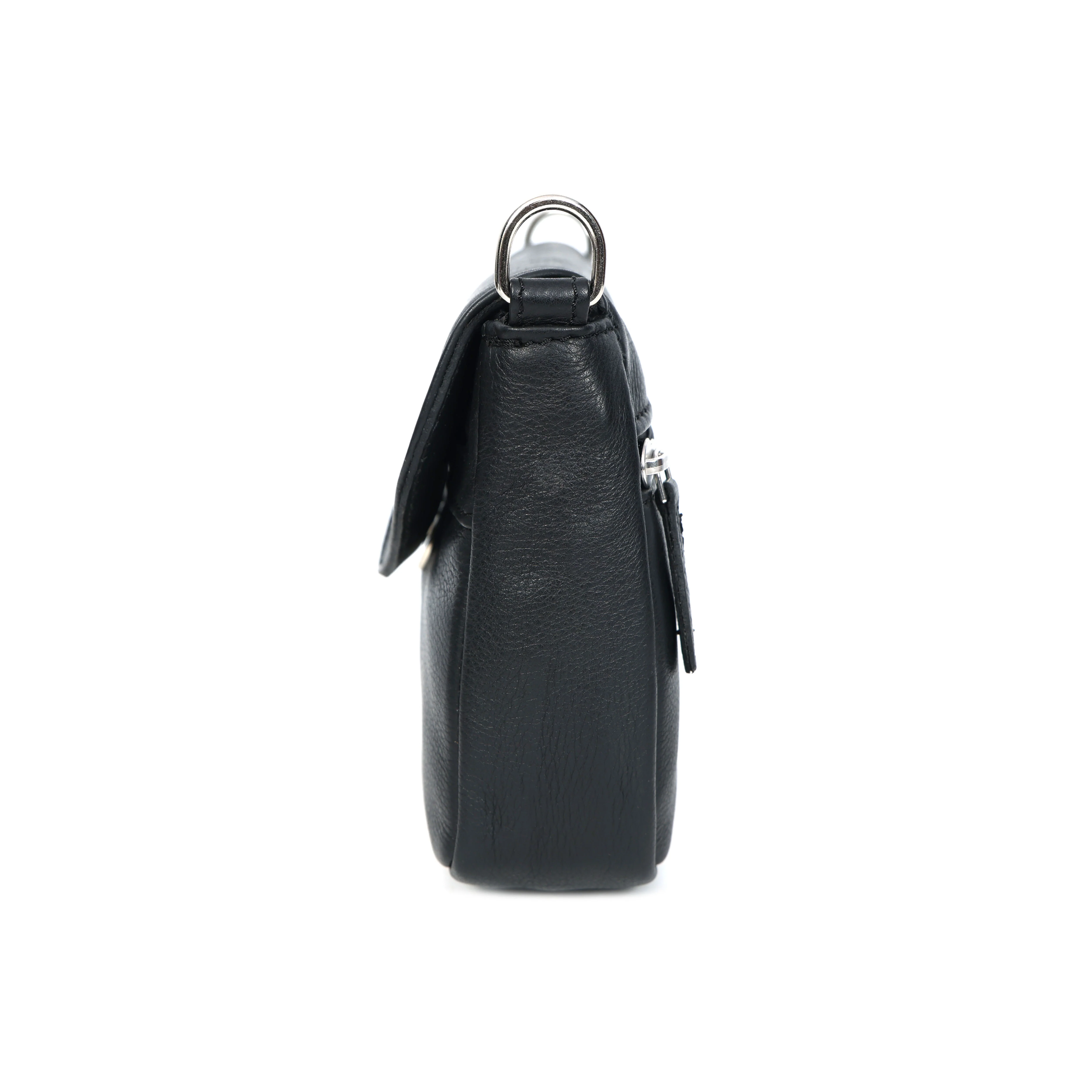 Premium Genuine Leather Flap Crossbody Bag with Adjustable Strap & Zip Pockets - Image 8