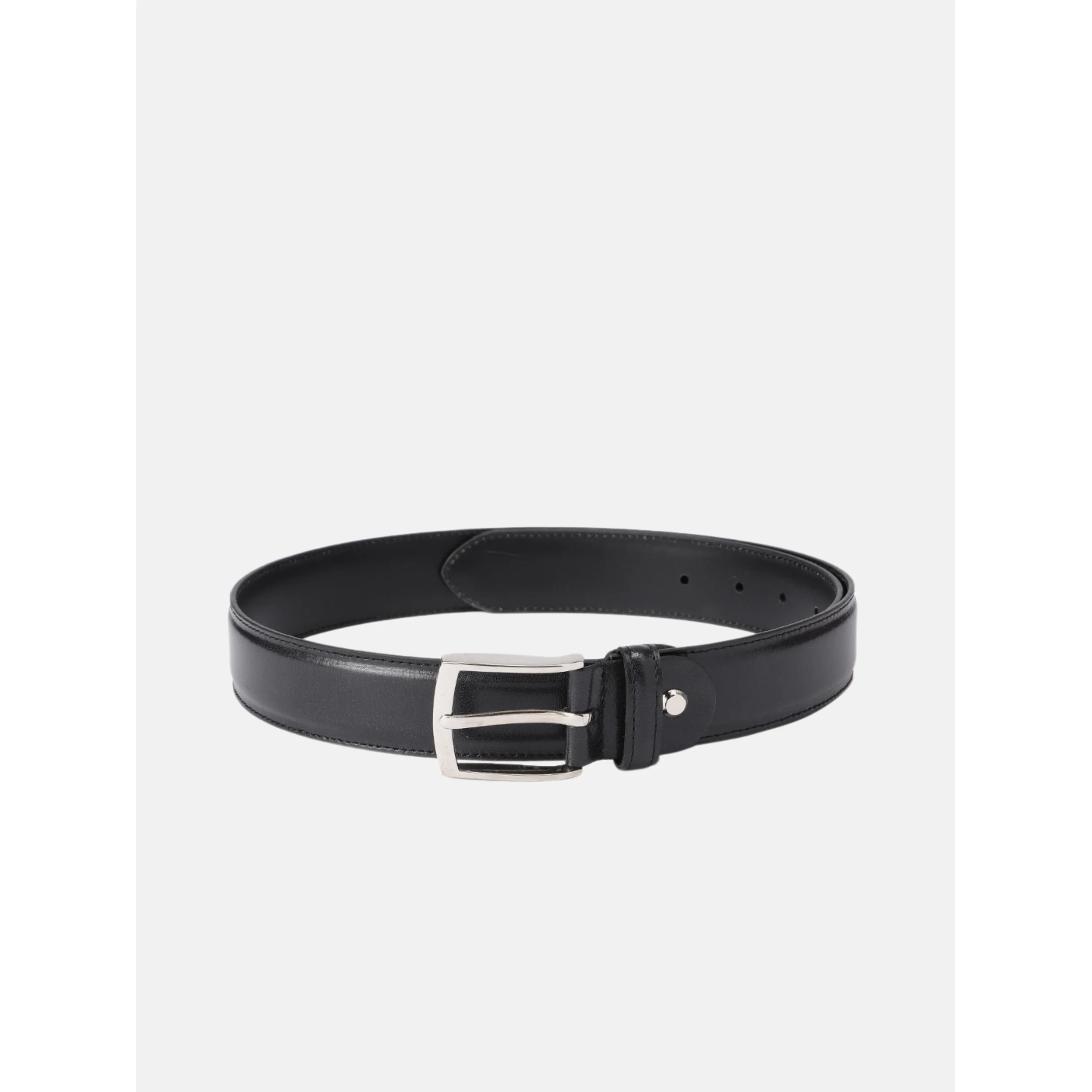 Unisex Genuine Leather Black Waist Accessory Durable Metal Buckle Formal Casual Wear - Image 2