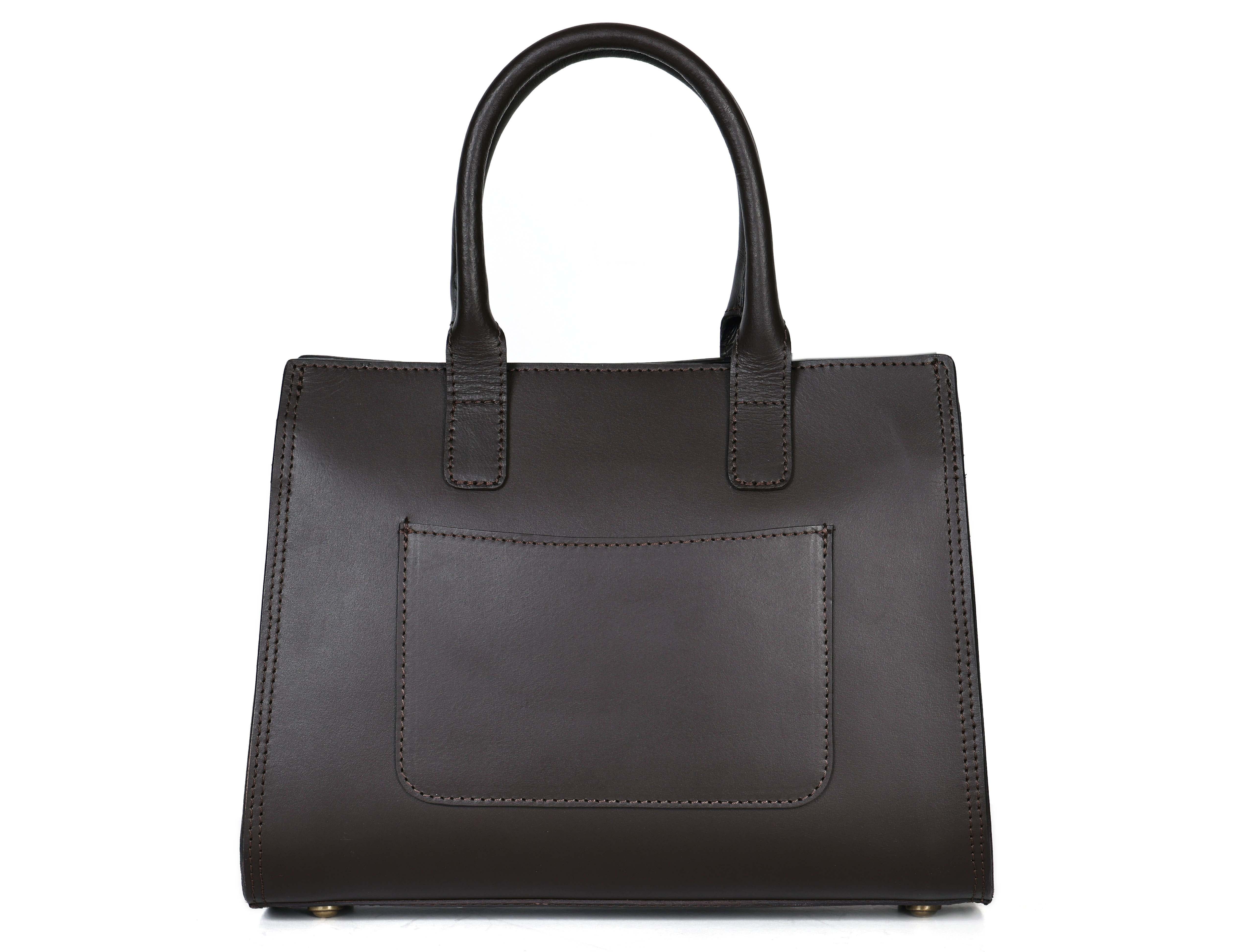 Premium Genuine Leather Tote with Floral Embossing, Top Handles, Zip Closure - Image 17
