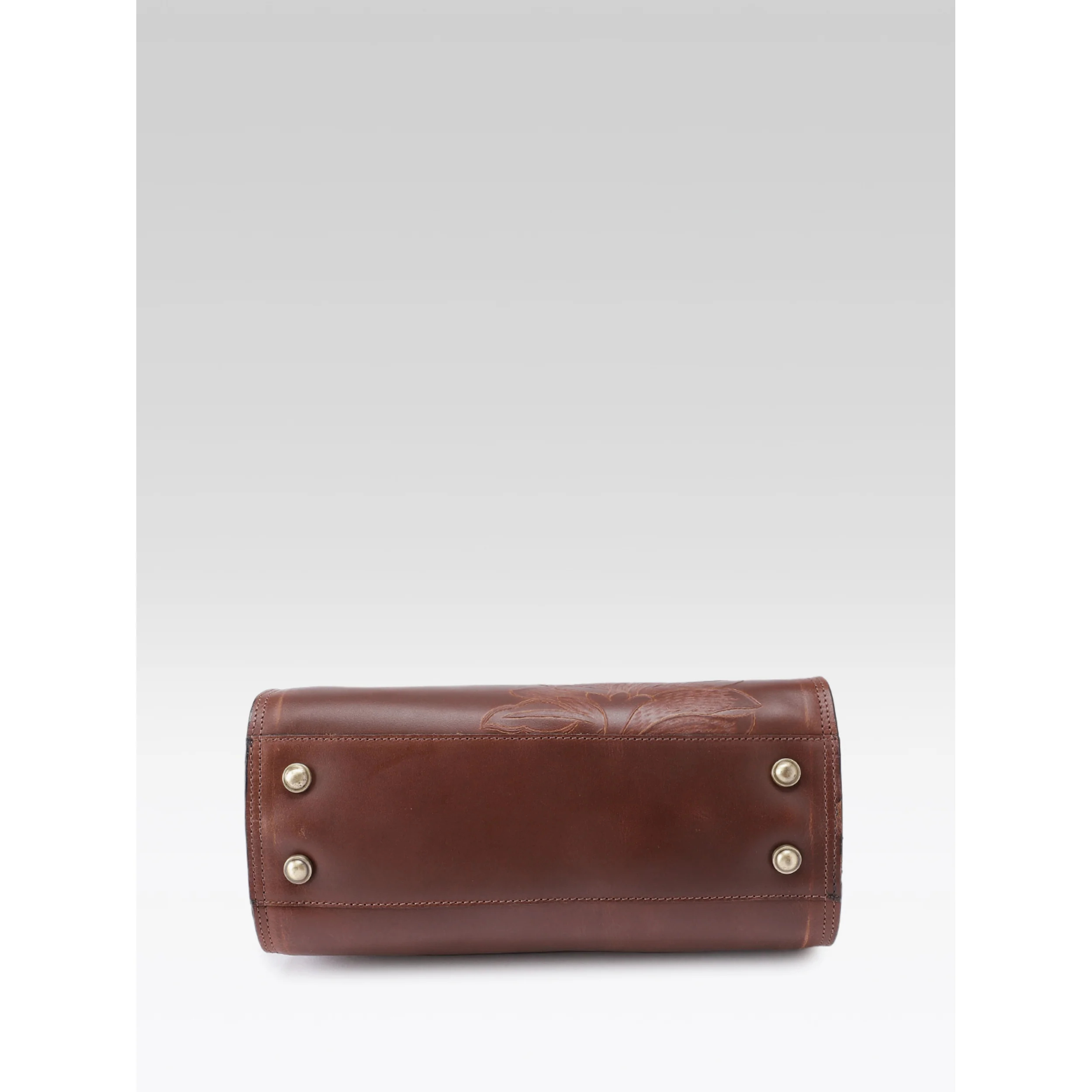 Premium Genuine Leather Tote with Floral Embossing, Top Handles, Zip Closure - Image 24