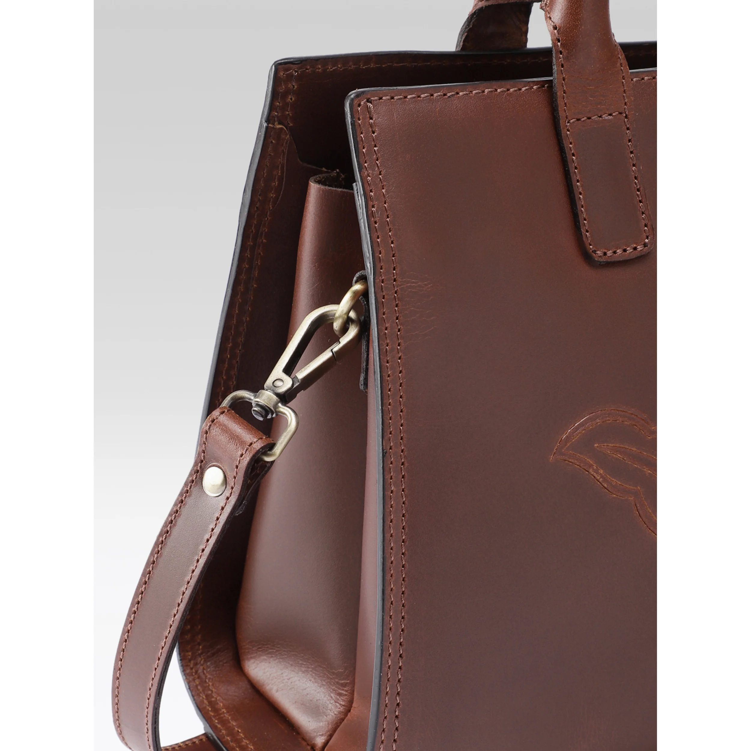 Premium Genuine Leather Tote with Floral Embossing, Top Handles, Zip Closure - Image 27