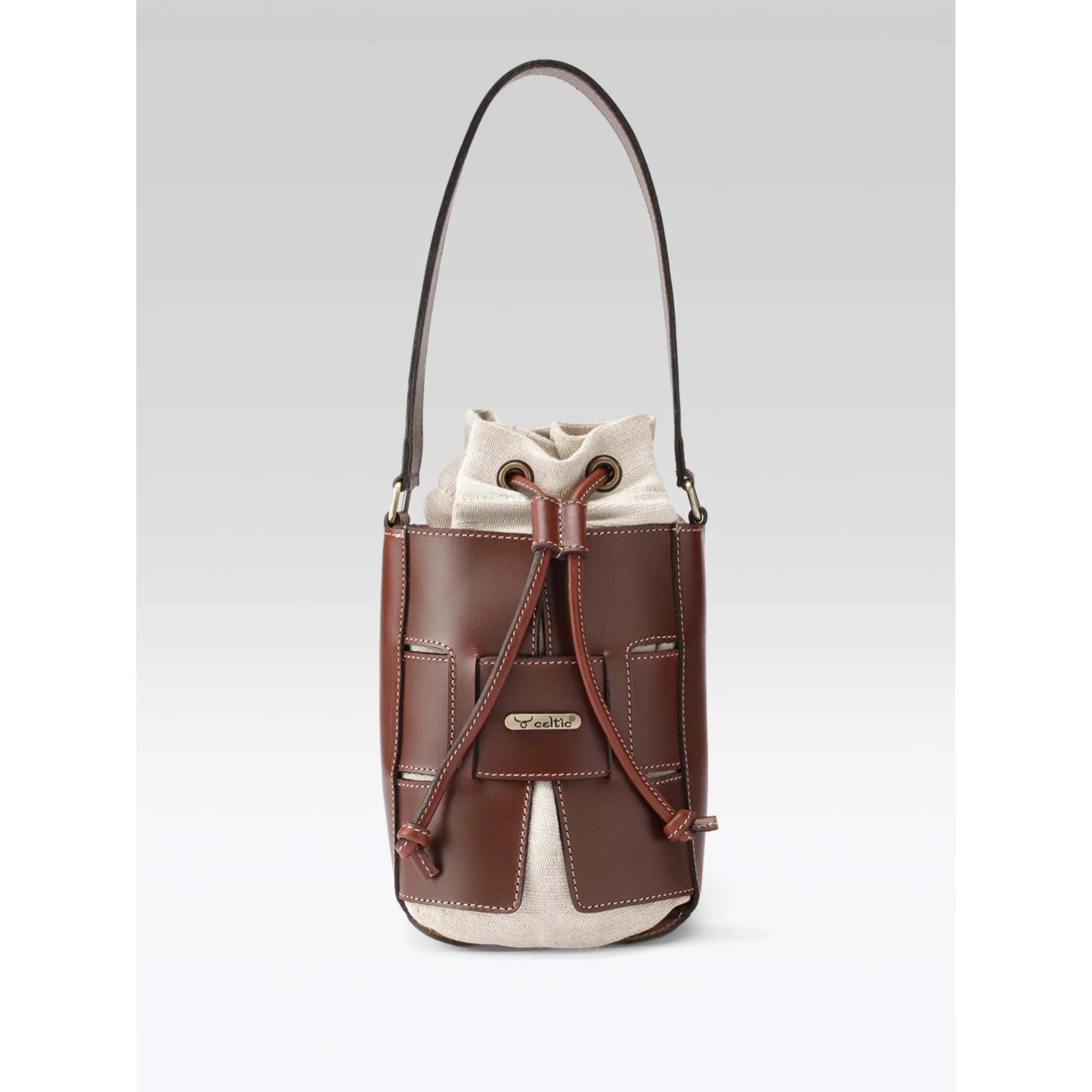 Premium Genuine Brown Leather Bucket Bag with Shearling Interior  Stylish & Durable - Image 4
