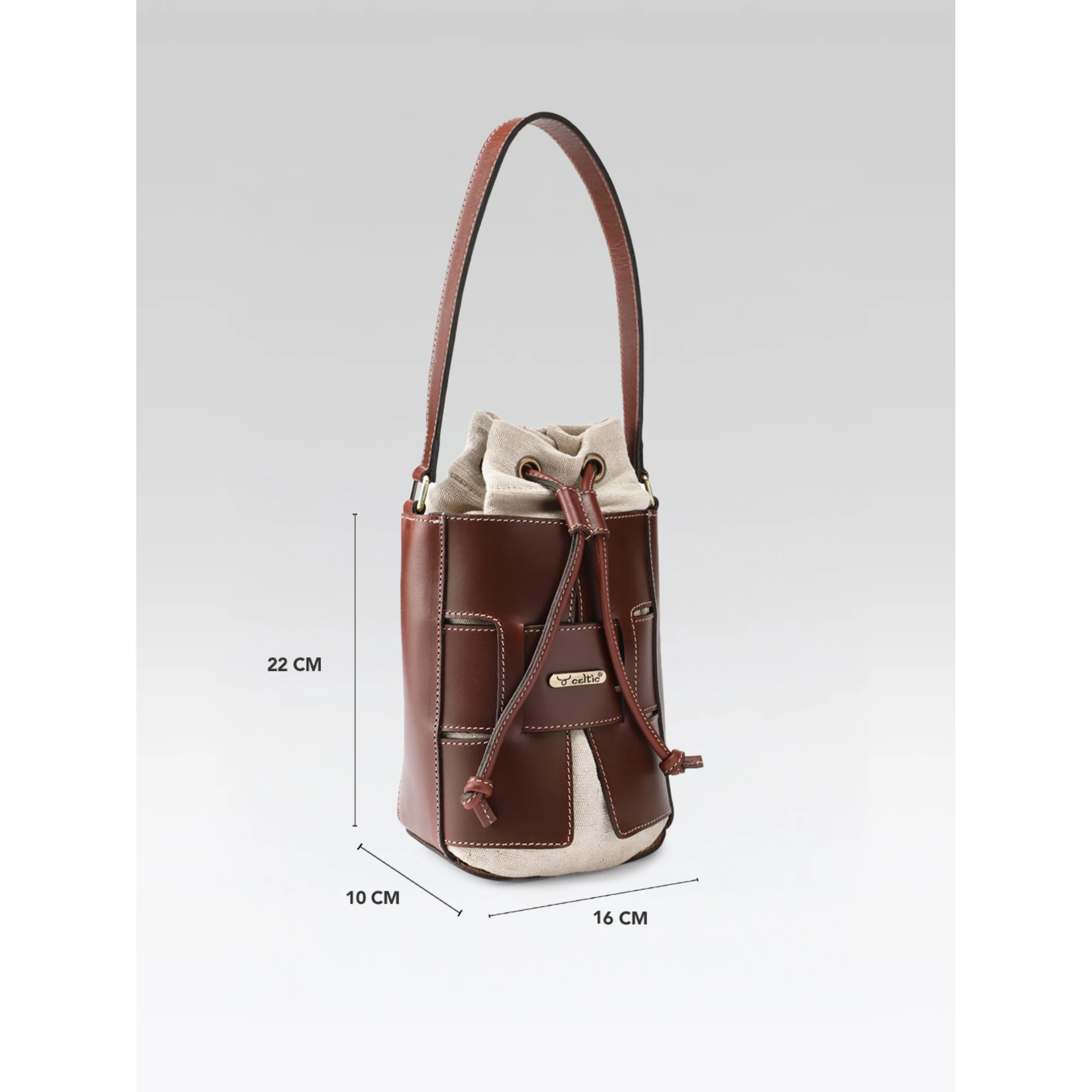 Premium Genuine Brown Leather Bucket Bag with Shearling Interior  Stylish & Durable - Image 5