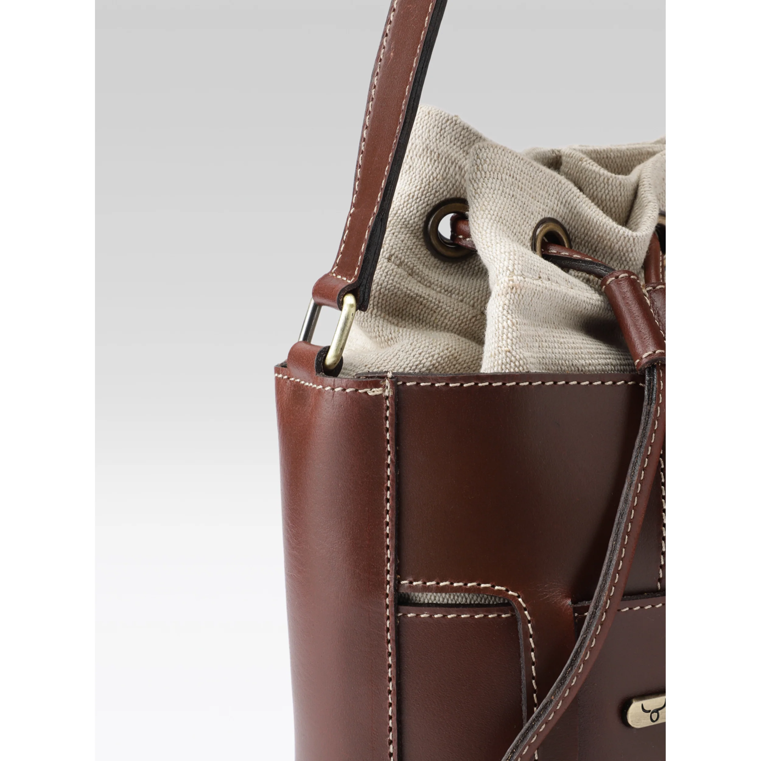 Premium Genuine Brown Leather Bucket Bag with Shearling Interior  Stylish & Durable - Image 7