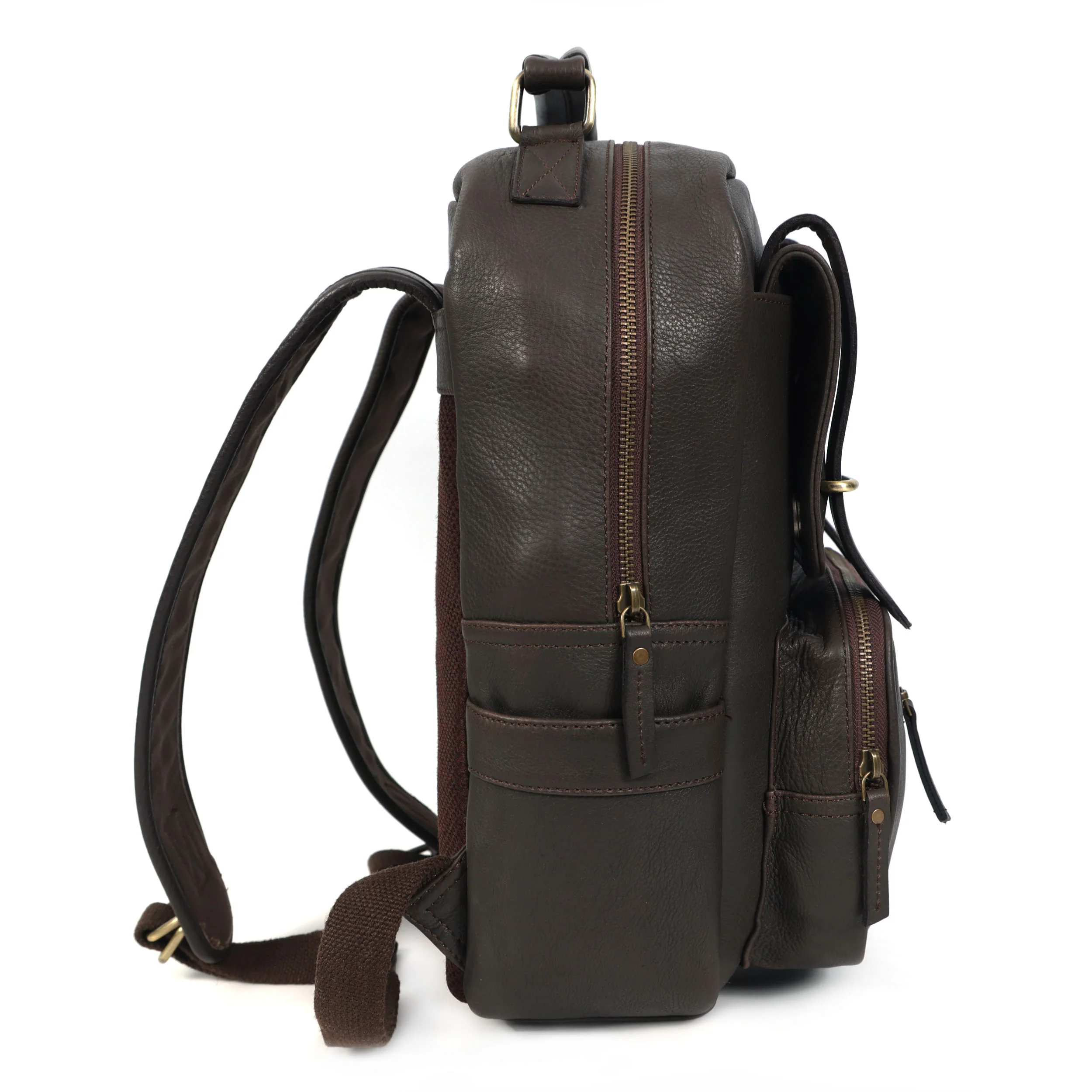 Premium Genuine Leather Backpack with Laptop Compartment & Multiple Zip Pockets - Image 10