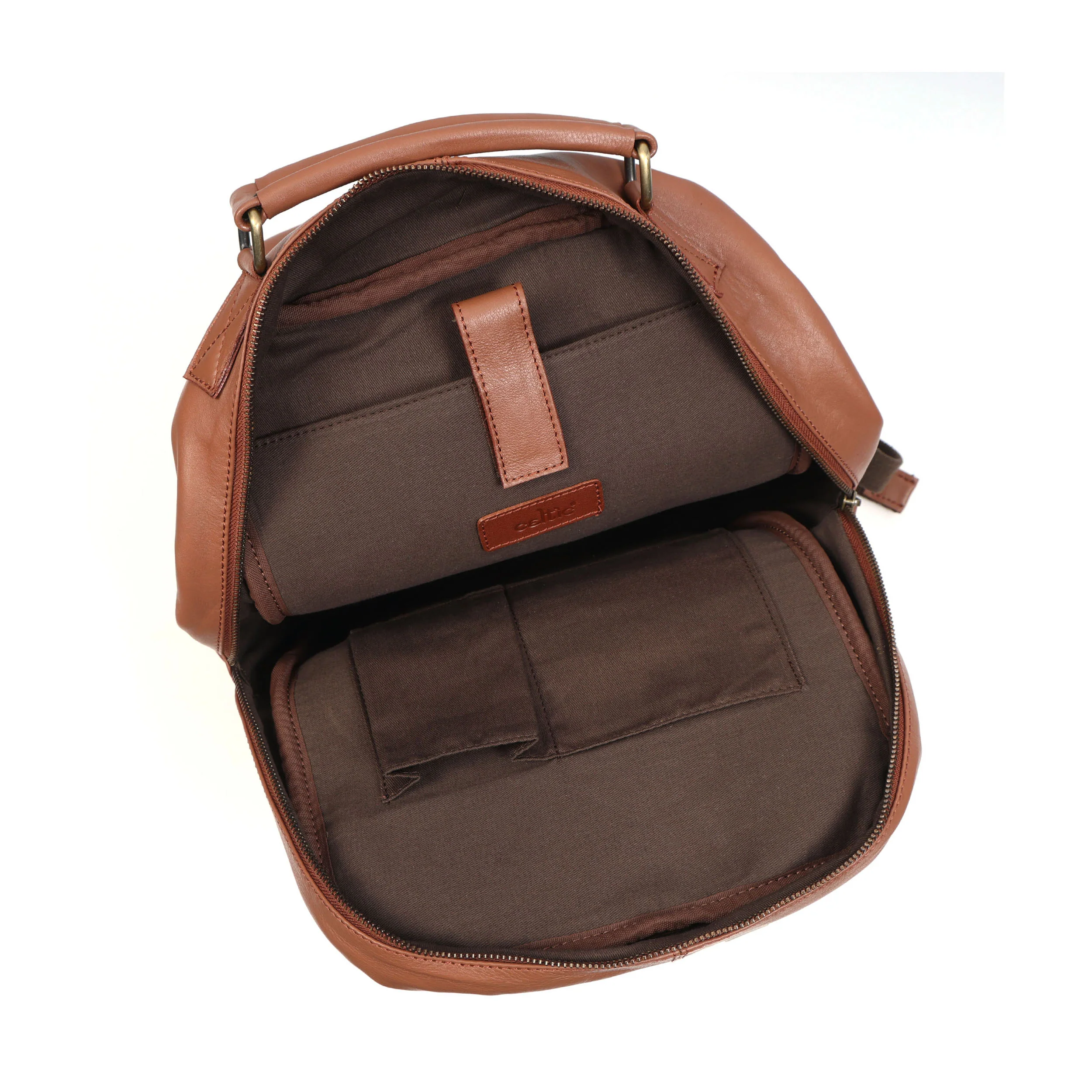 Premium Genuine Leather Backpack with Laptop Compartment & Multiple Zip Pockets - Image 14