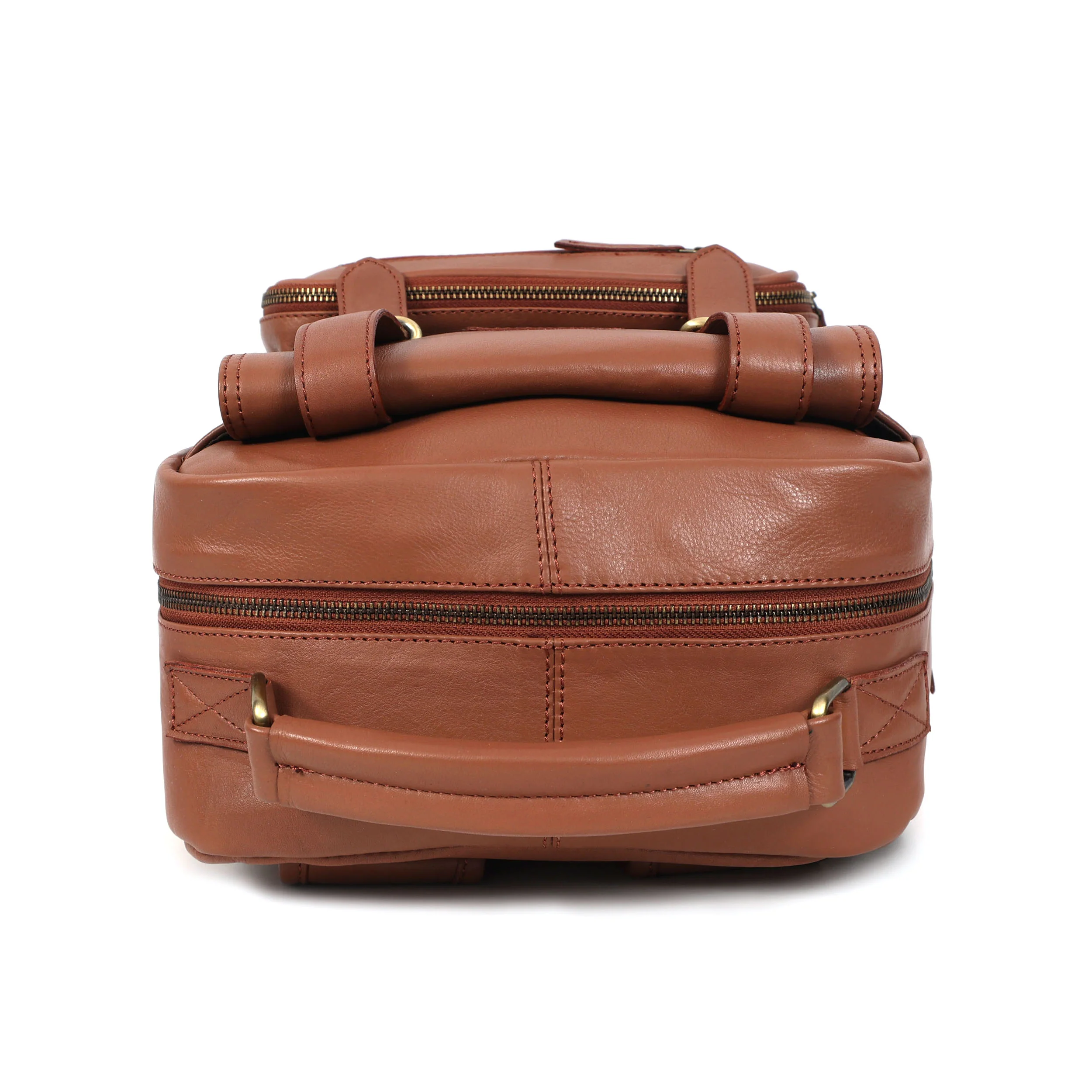 Premium Genuine Leather Backpack with Laptop Compartment & Multiple Zip Pockets - Image 15