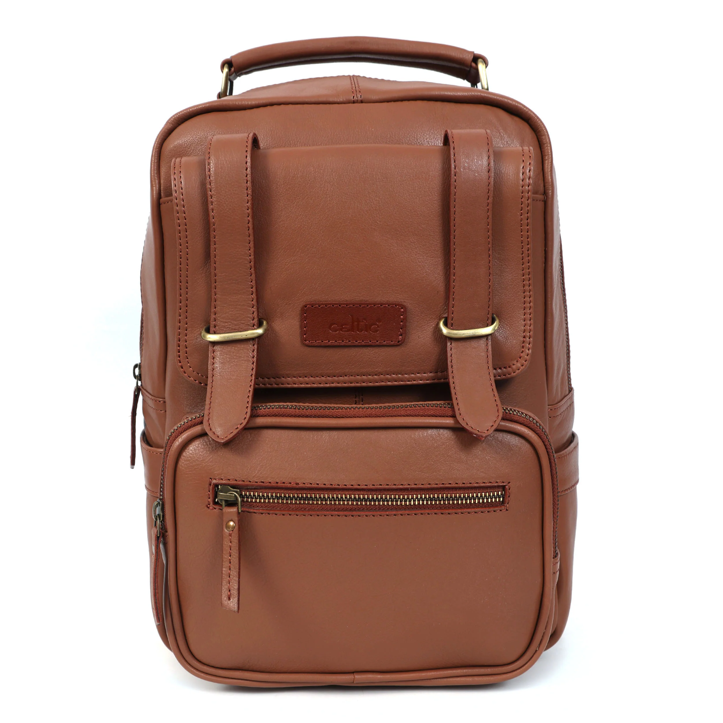 Premium Genuine Leather Backpack with Laptop Compartment & Multiple Zip Pockets - Image 16