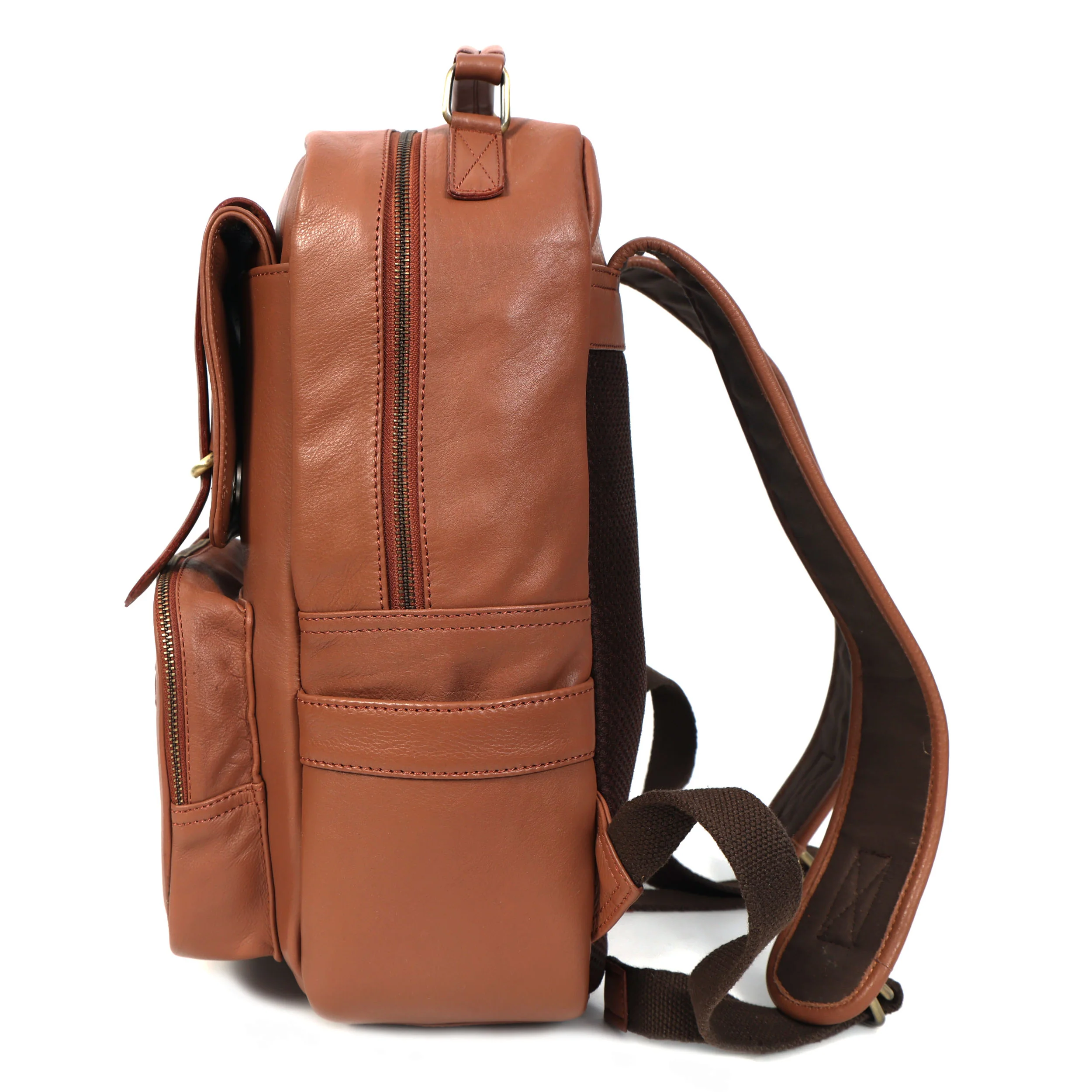 Premium Genuine Leather Backpack with Laptop Compartment & Multiple Zip Pockets - Image 17