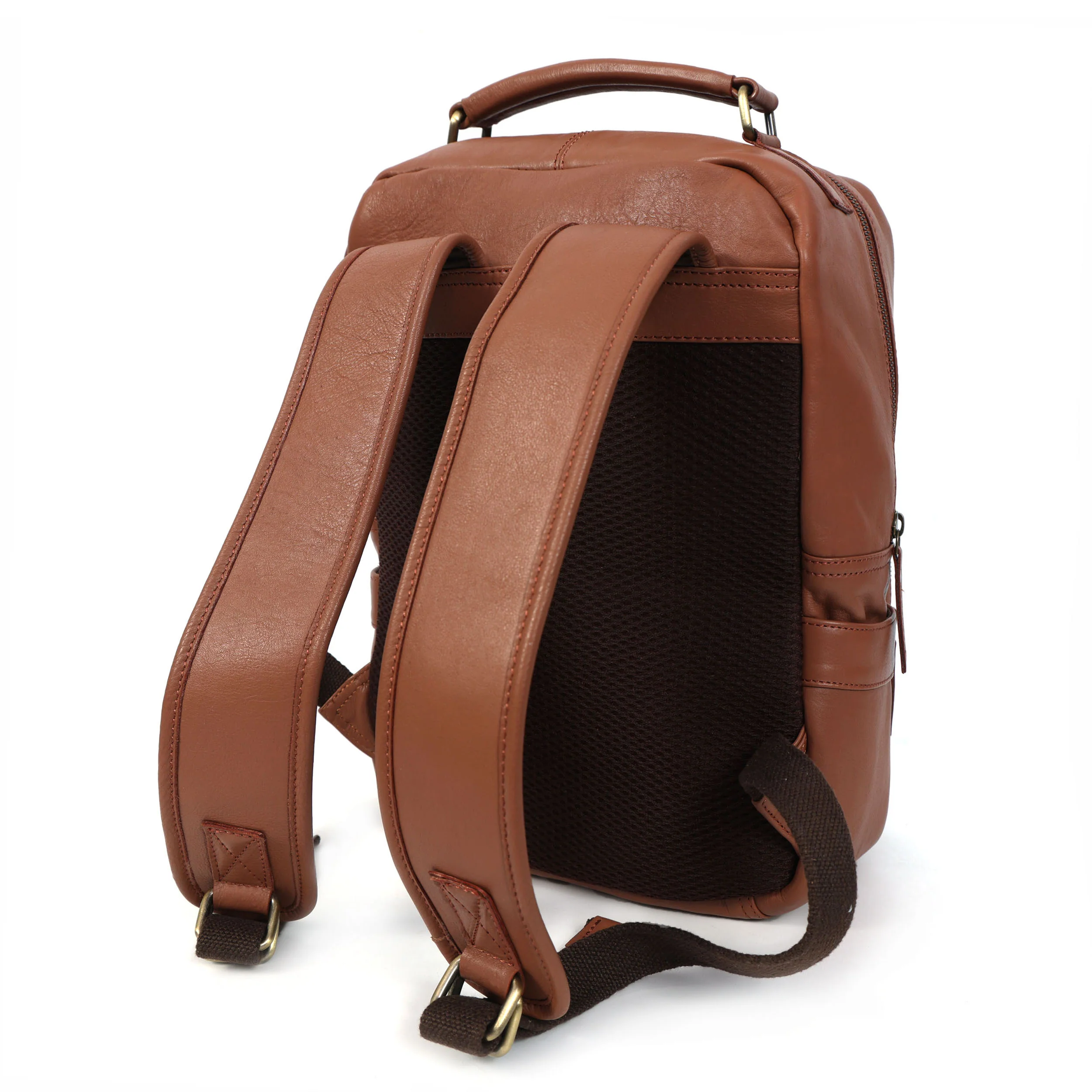 Premium Genuine Leather Backpack with Laptop Compartment & Multiple Zip Pockets - Image 18