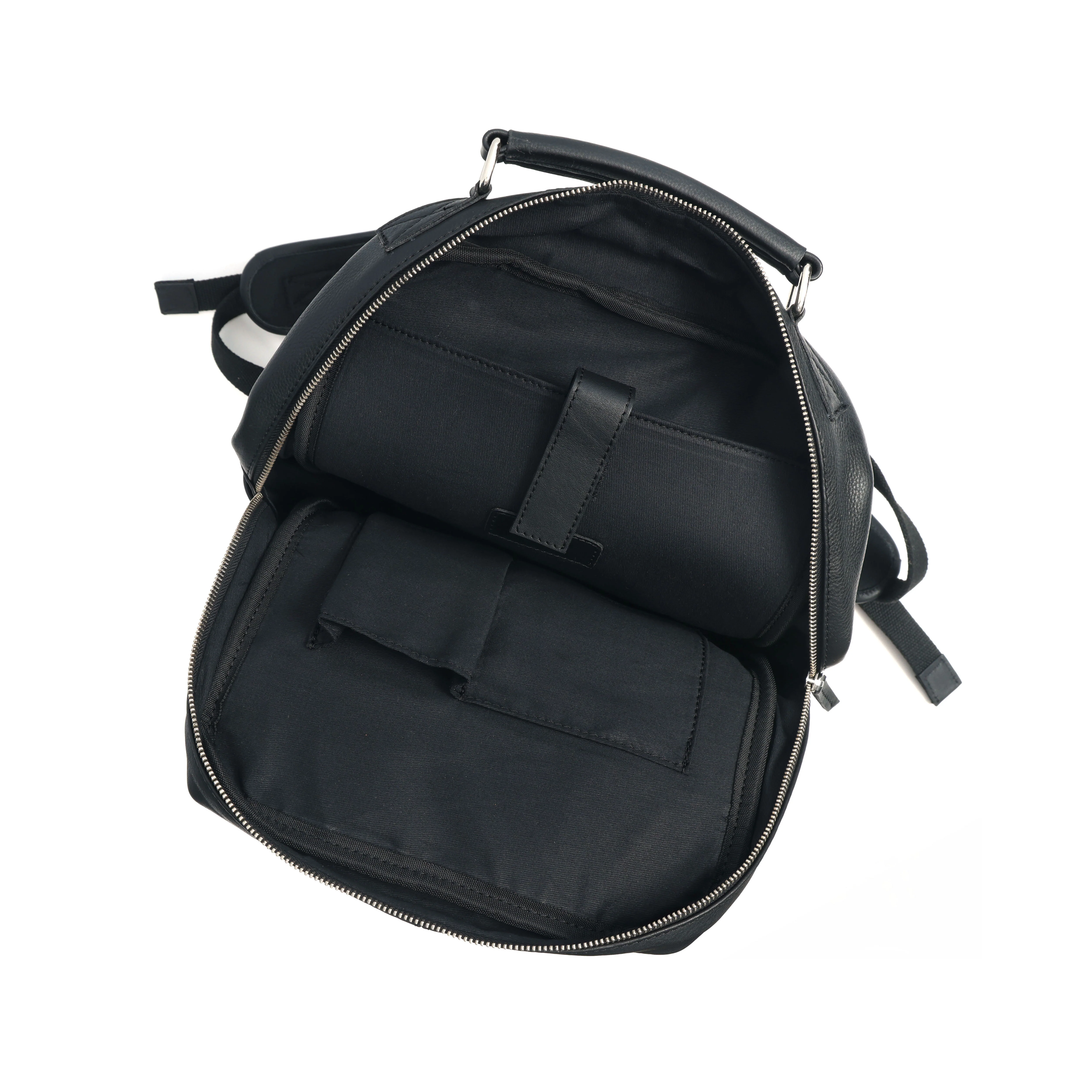 Premium Genuine Leather Backpack with Laptop Compartment & Multiple Zip Pockets - Image 4