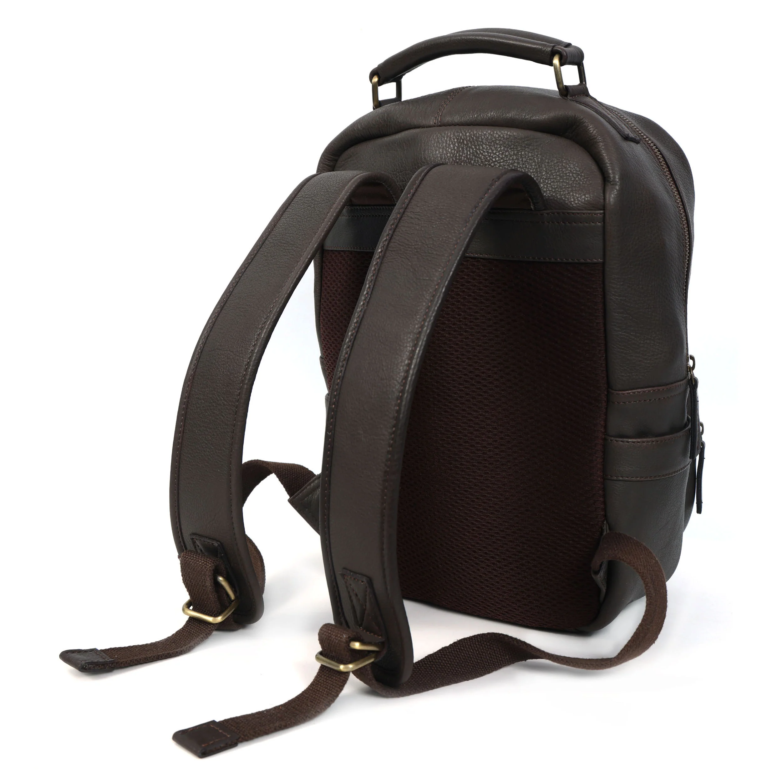 Premium Genuine Leather Backpack with Laptop Compartment & Multiple Zip Pockets - Image 8