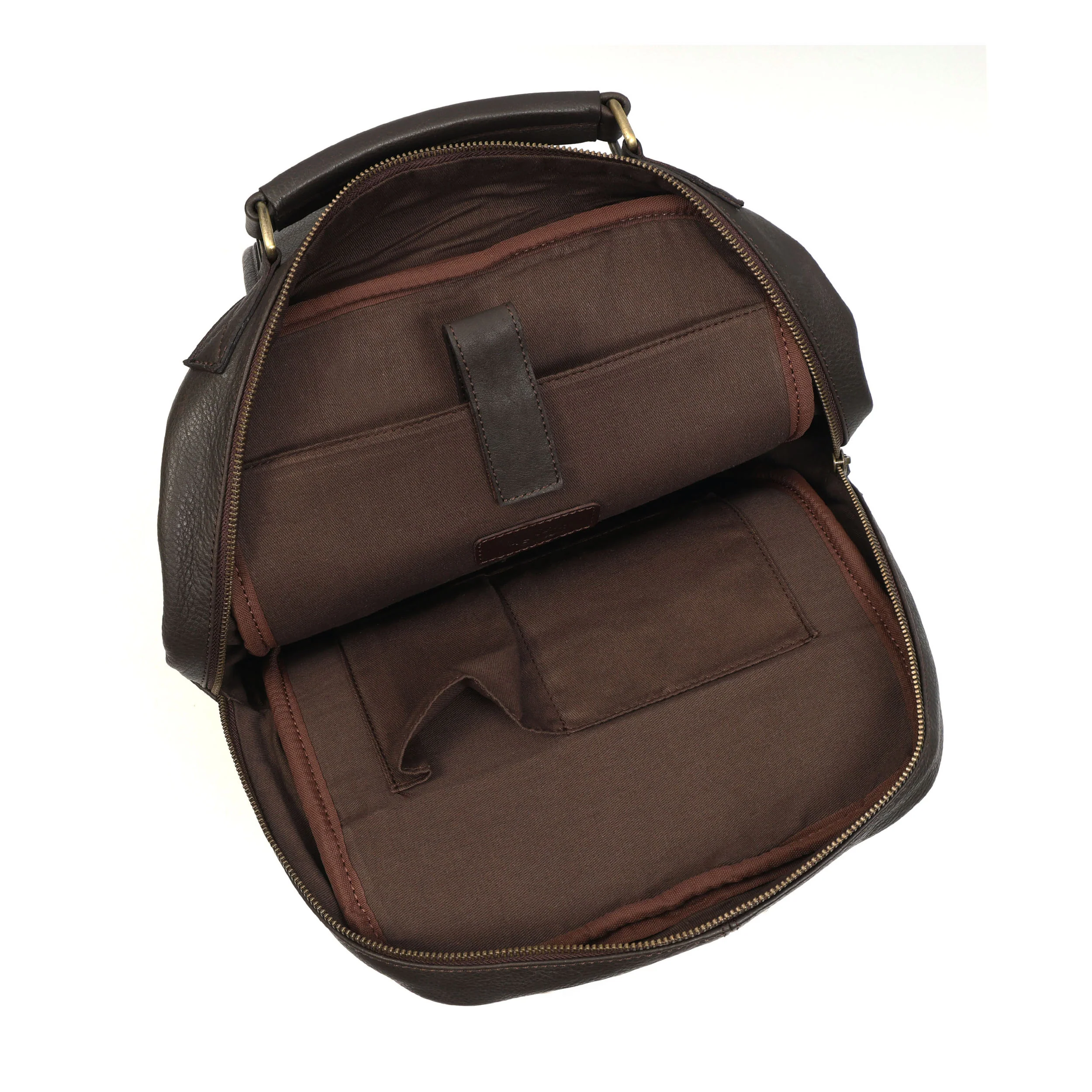 Premium Genuine Leather Backpack with Laptop Compartment & Multiple Zip Pockets - Image 9
