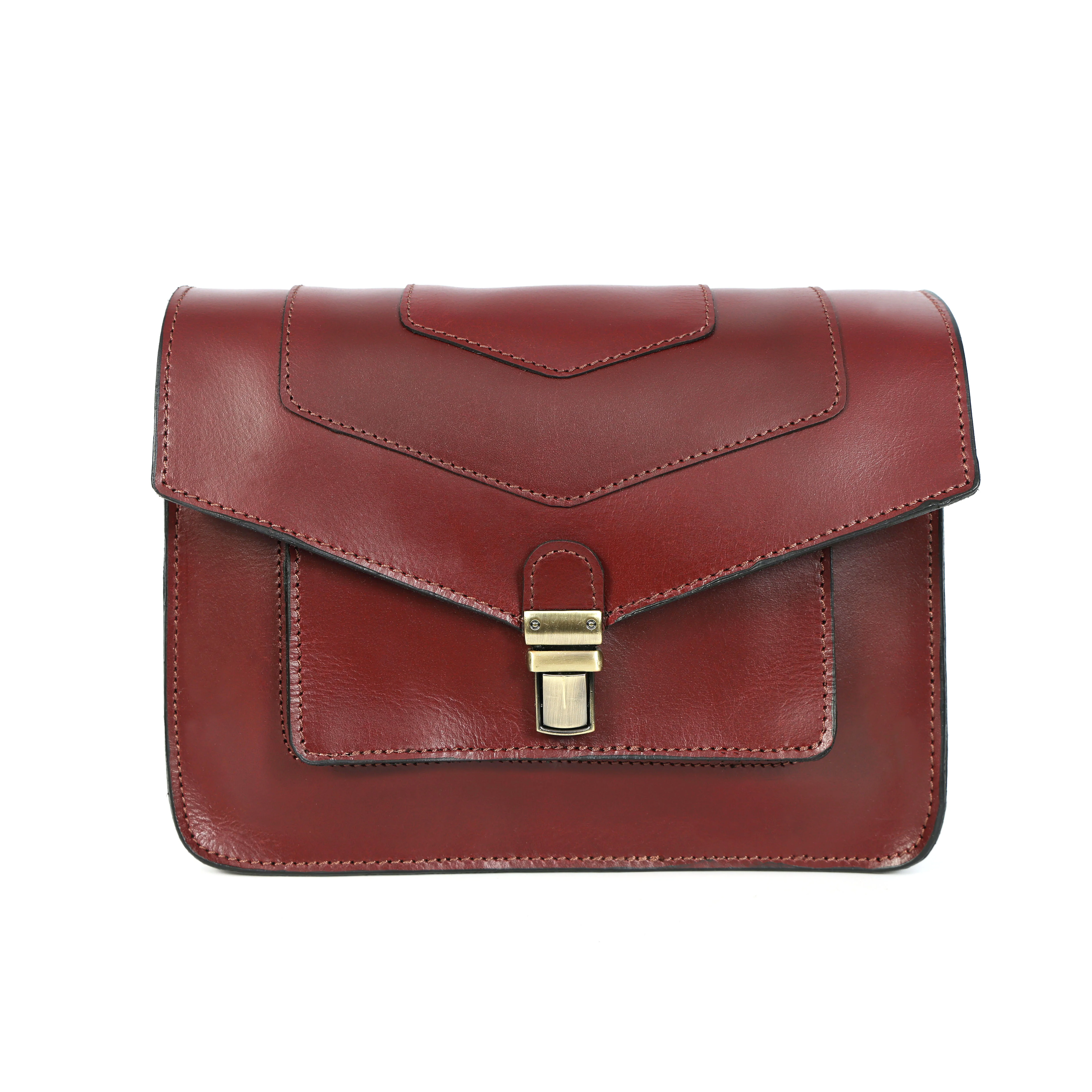 Premium Export Genuine Leather Crossbody Satchel Bag with Lock Closure & Adjustable Strap - Image 3