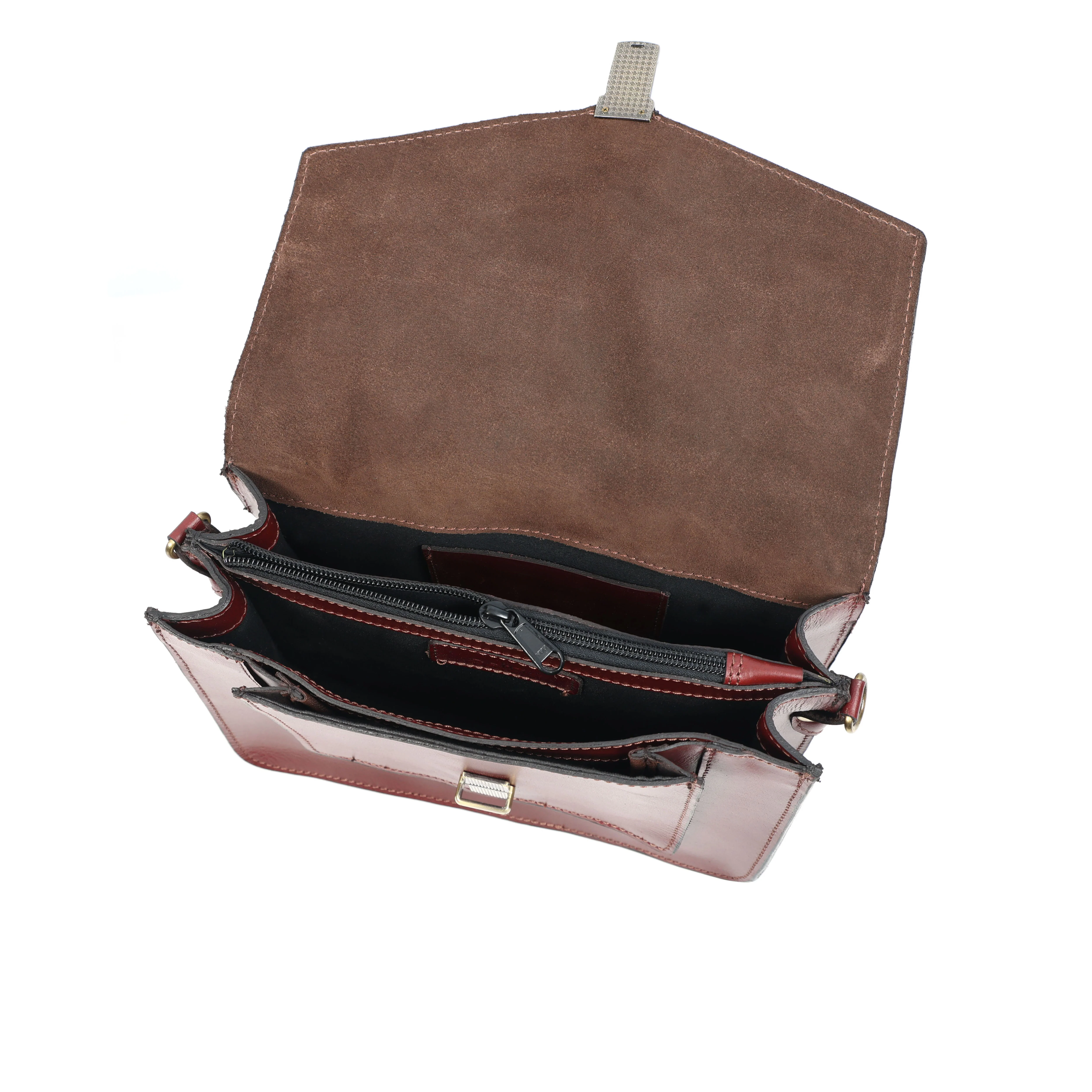 Premium Export Genuine Leather Crossbody Satchel Bag with Lock Closure & Adjustable Strap - Image 8