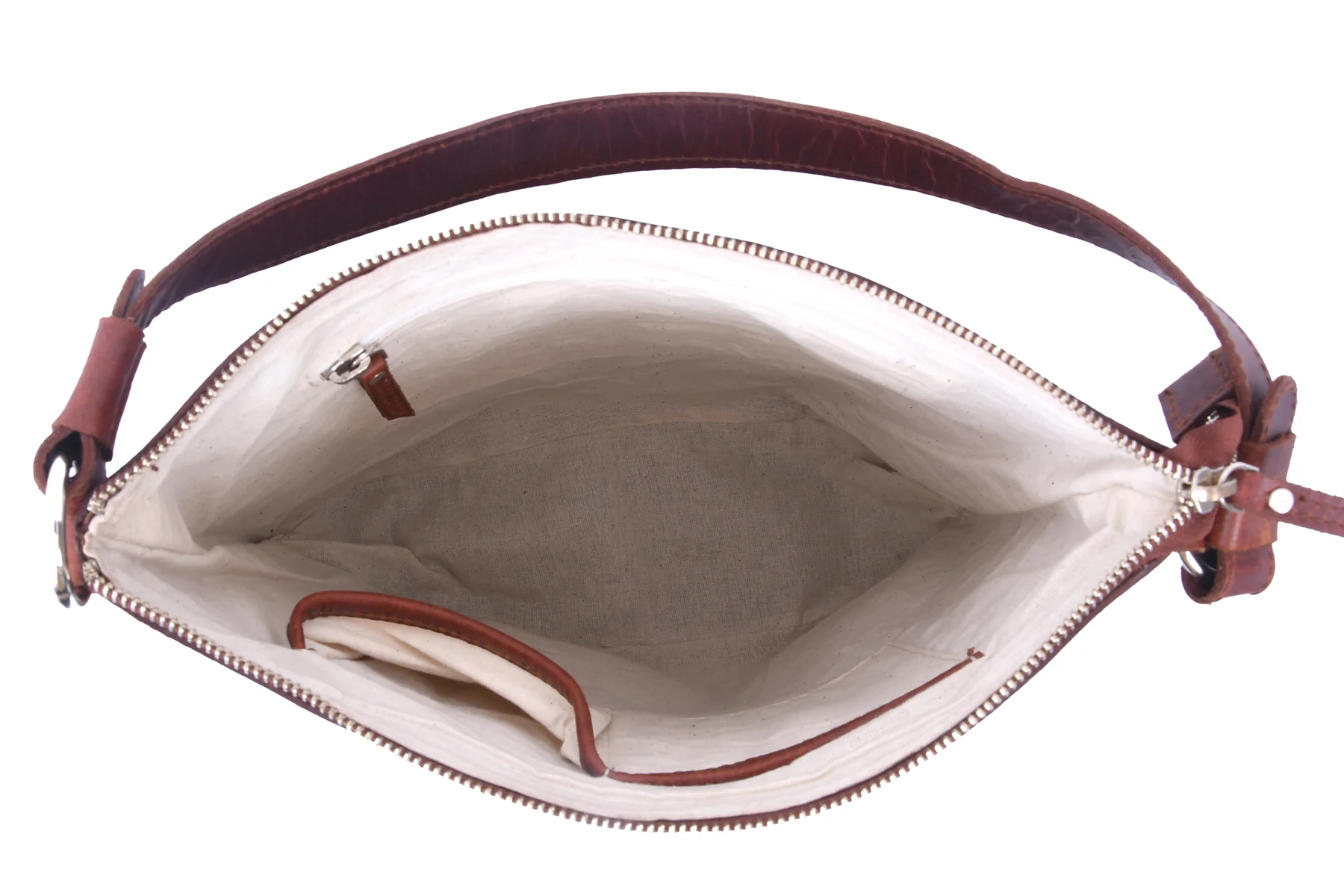 Vintage Brown Full-Grain Leather Shoulder & Crossbody Tote with Zipper Closure - Image 7
