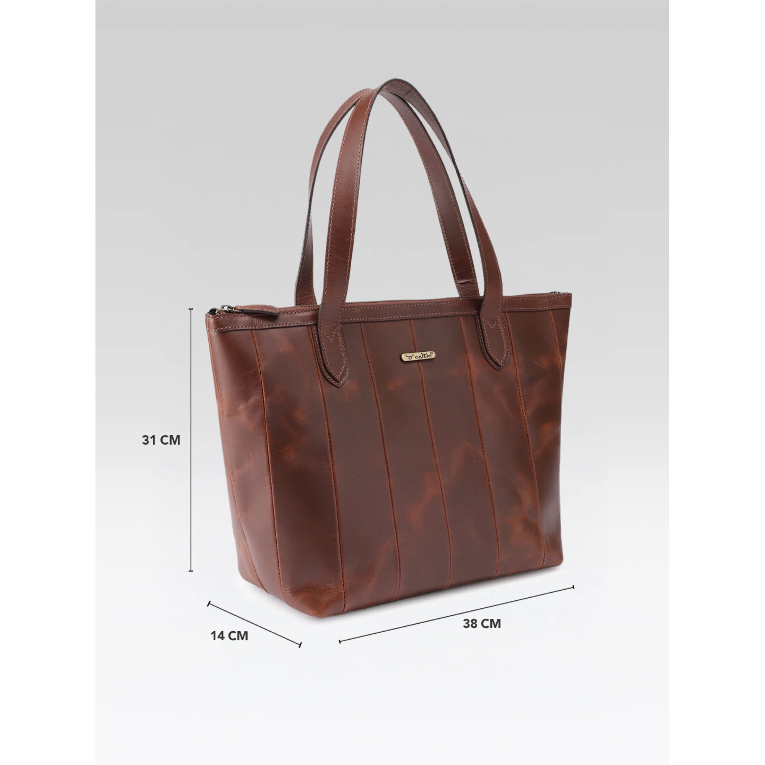 Premium Genuine Leather Tote Bag for Women |  Inner Zip Pocket - Image 5