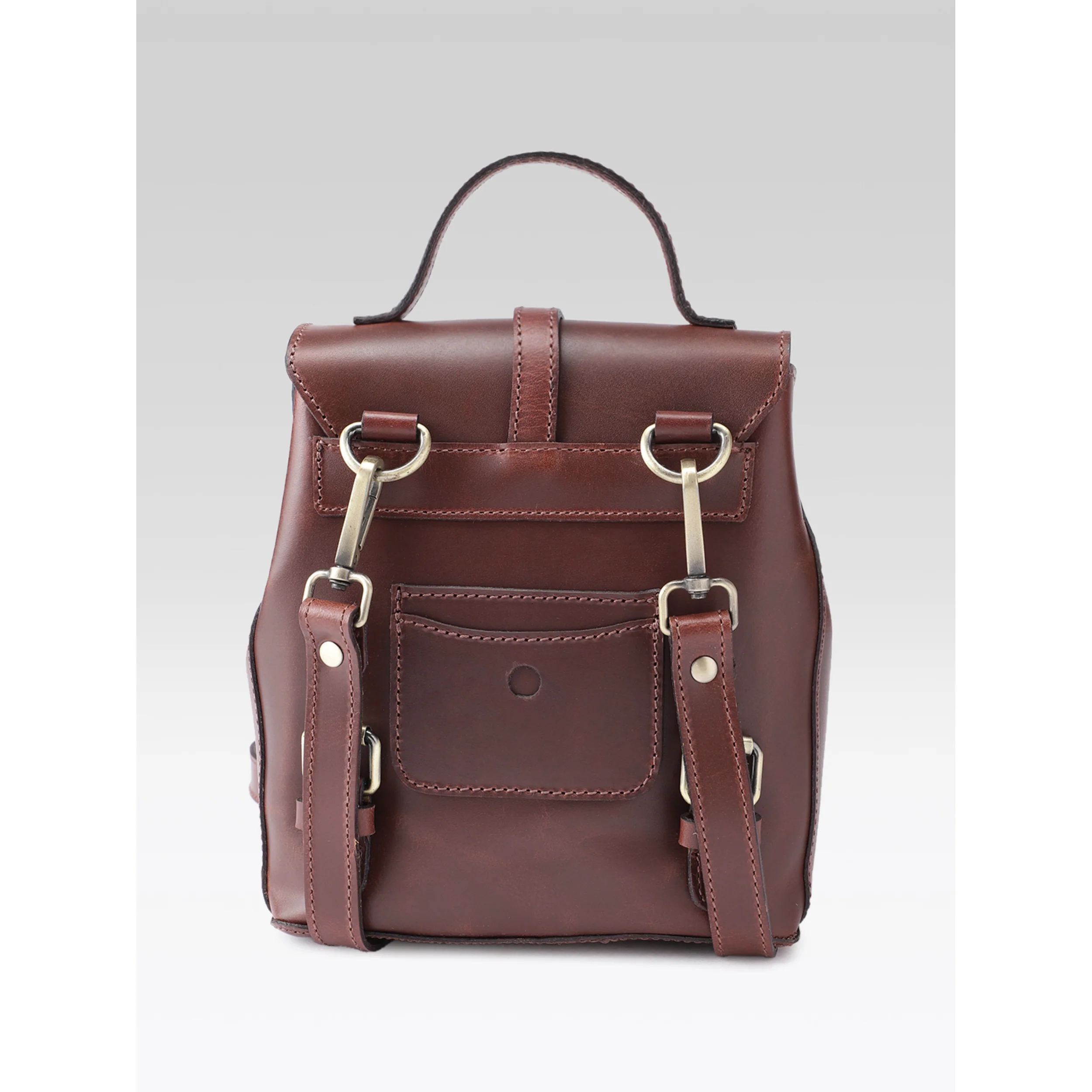 Premium Genuine Leather Mini Backpack for Women with Flap Closure - Image 3