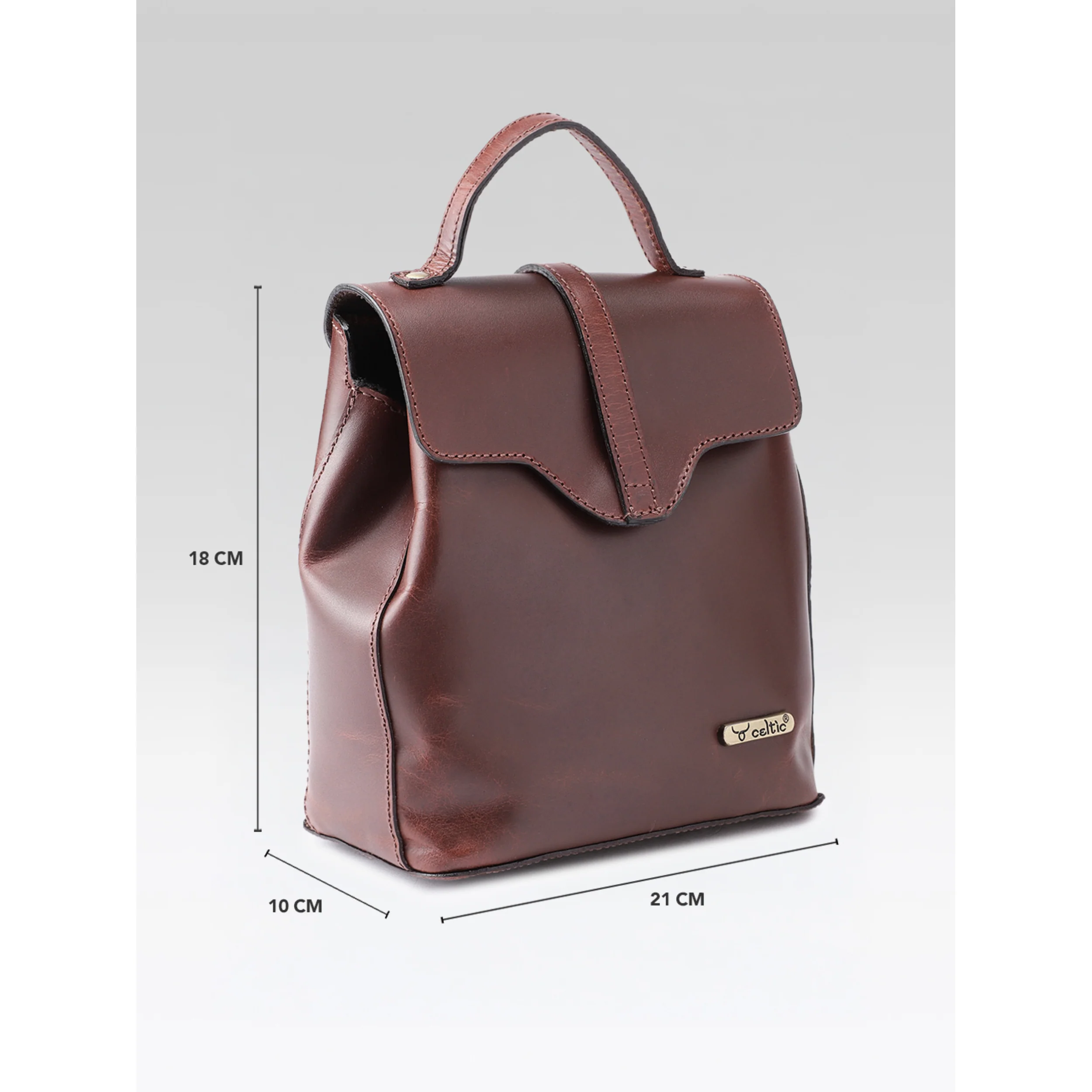 Premium Genuine Leather Mini Backpack for Women with Flap Closure - Image 5