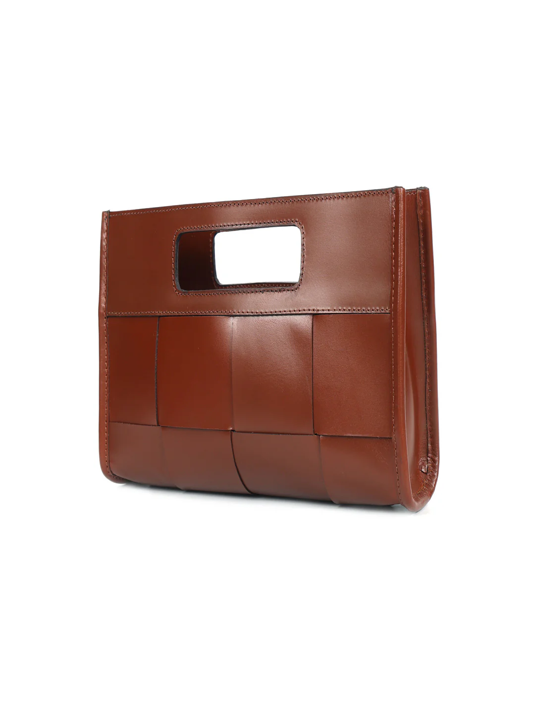 Premium Brown Woven Leather Clutch Bag Elegant Handcrafted Design - Image 4