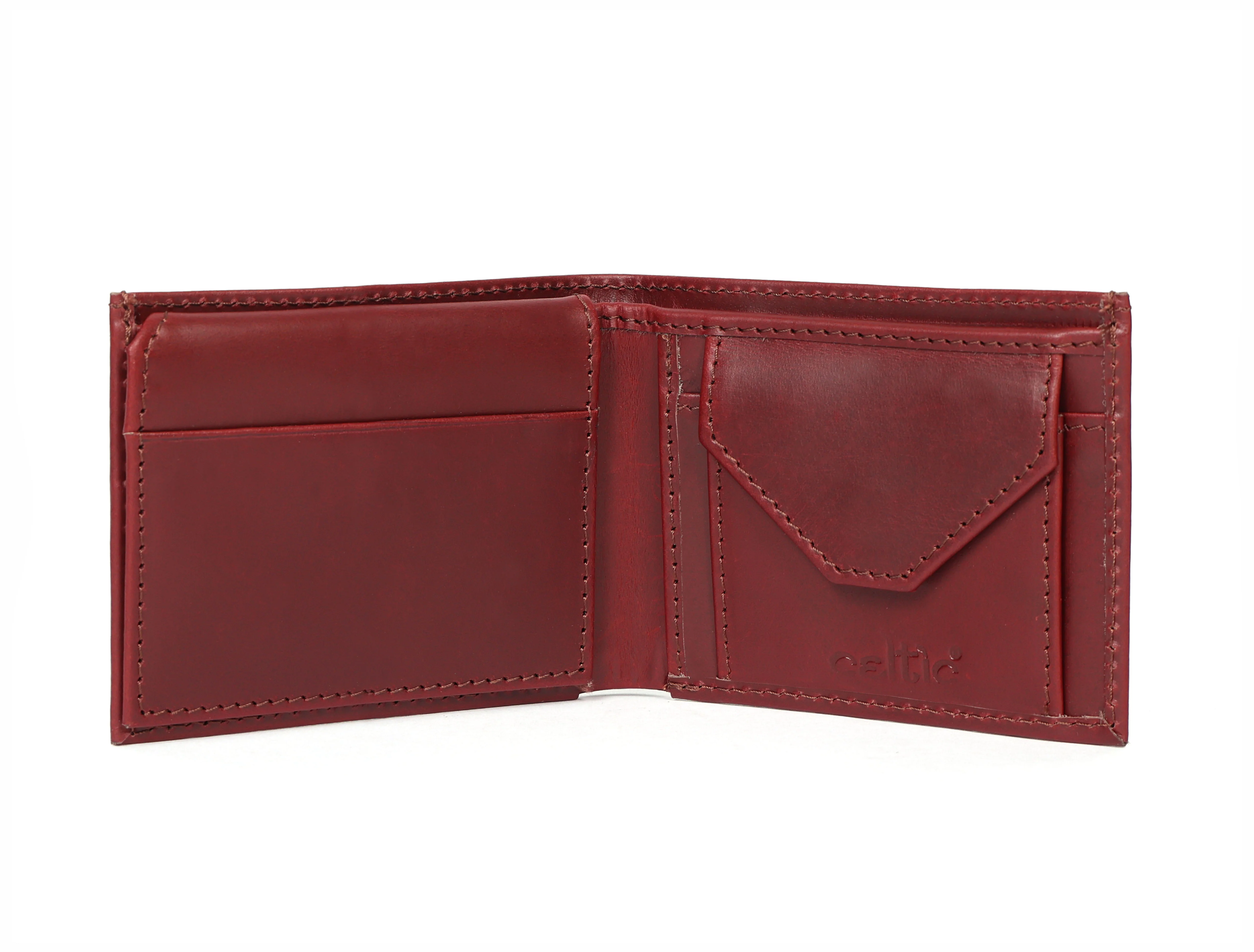 Premium Genuine Leather Burgundy Bi-Fold Wallet with Coin Pocket Wallet - Image 5