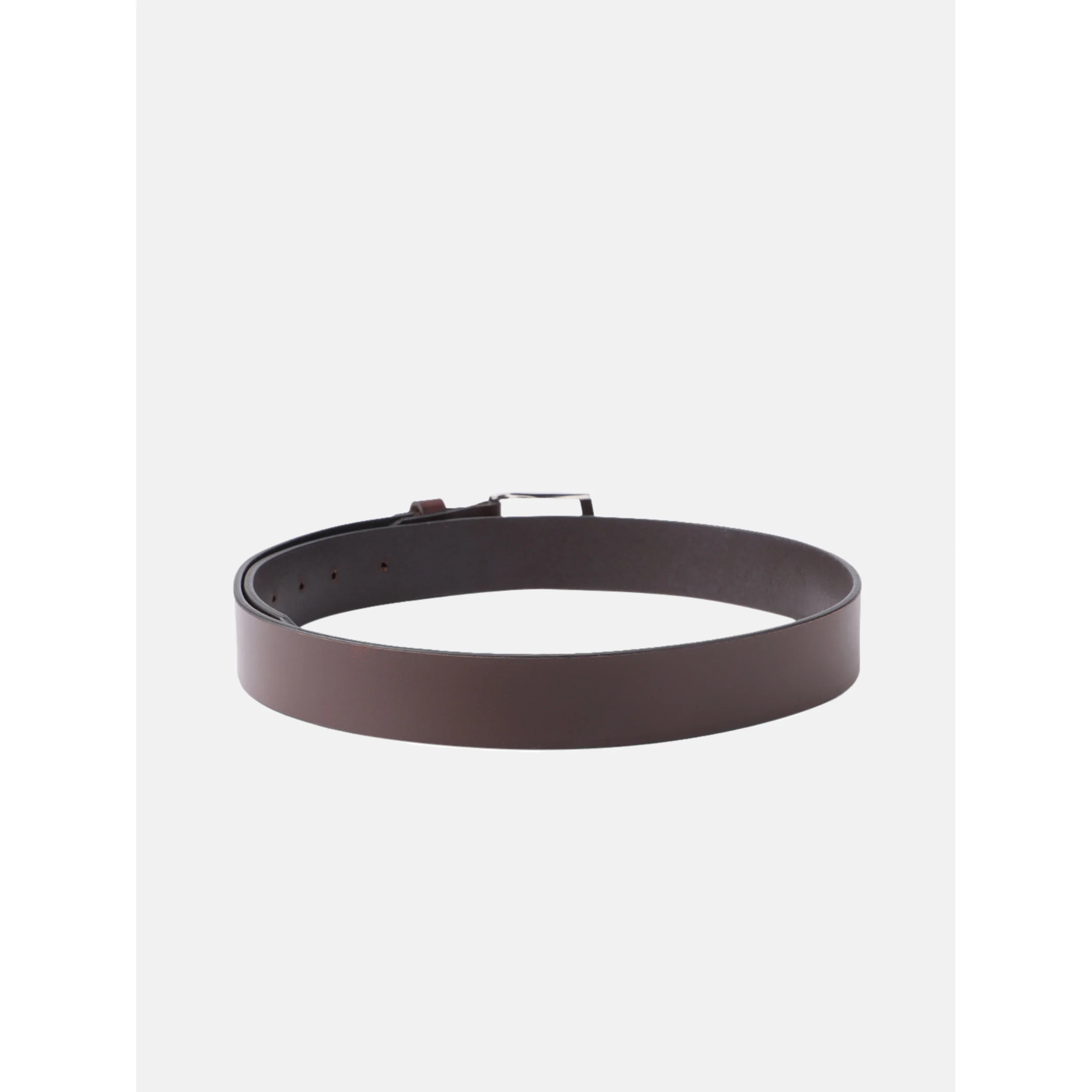 Unisex Genuine Leather Dark Brown Waist Accessory Chrome Buckle Formal Casual Style - Image 3