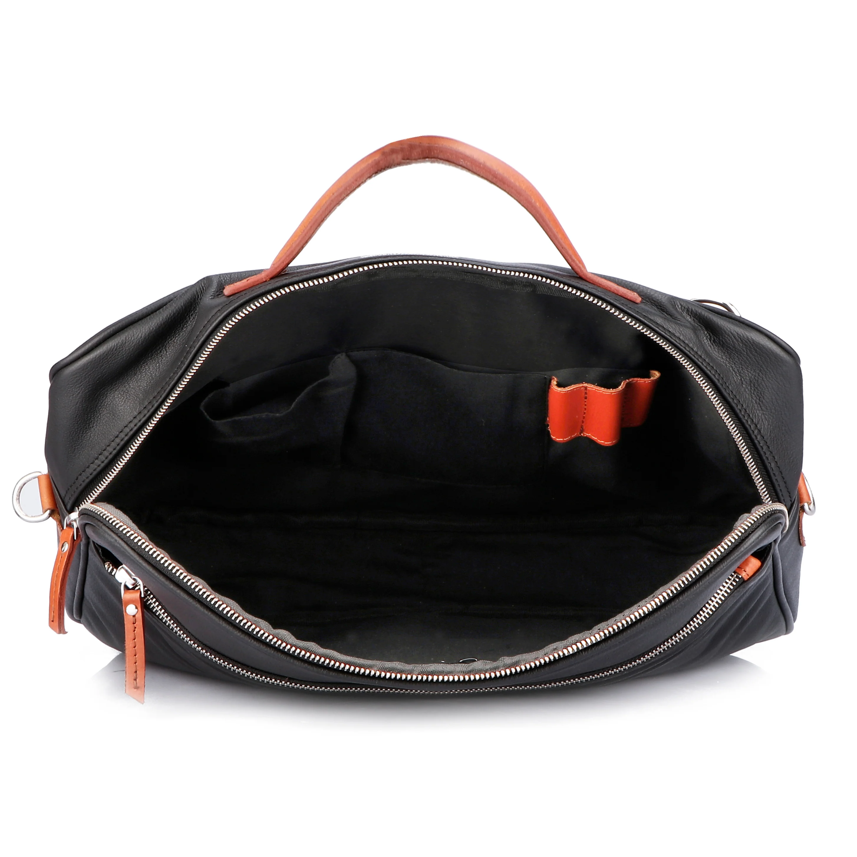 Premium Export-Quality Black Laptop Bag with Tan Leather Highlights with Detachable Strap - Image 6