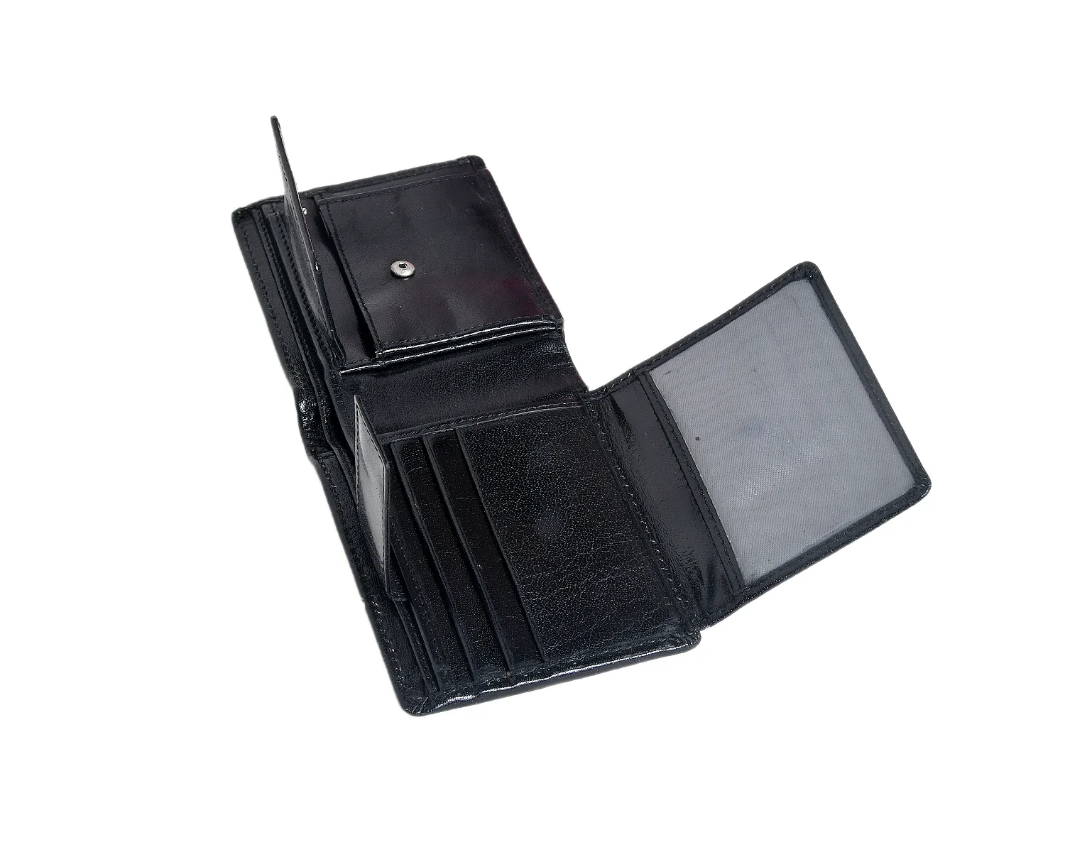 Premium Genuine Leather Men's Wallet with ID Window, Coin Pocket & Card Slots - Image 4