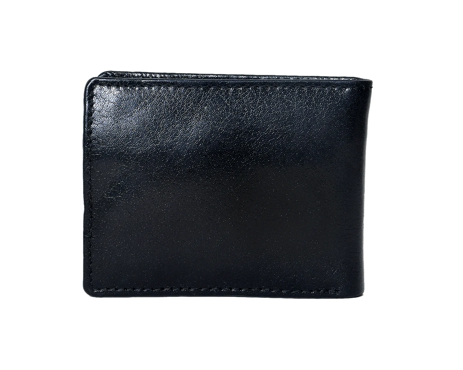 Premium Black Genuine Leather Bi-Fold Wallet with Coin Pocket & ID Window - Image 3