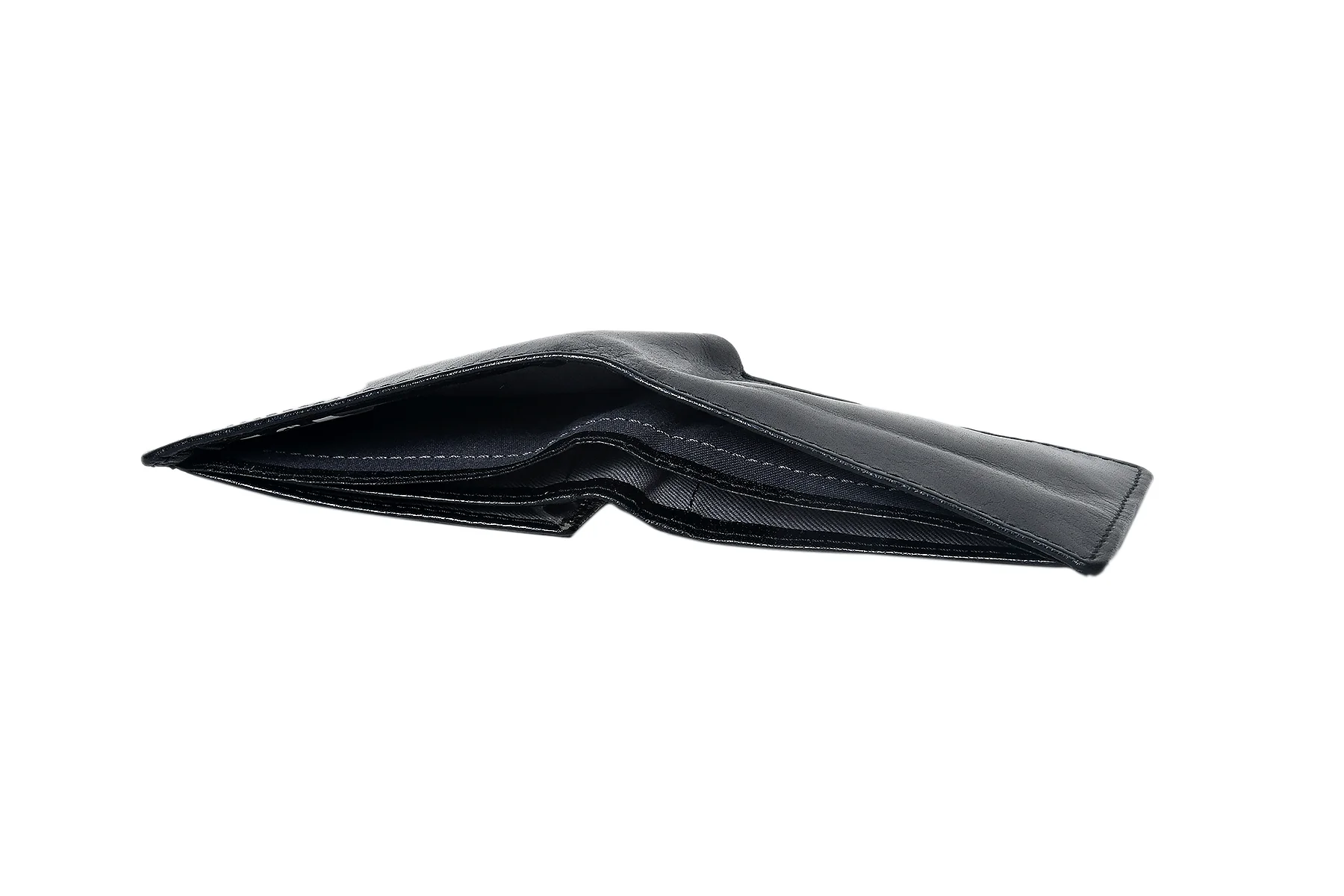 Premium Black Genuine Leather Bi-Fold Wallet with Coin Pocket & ID Window - Image 6