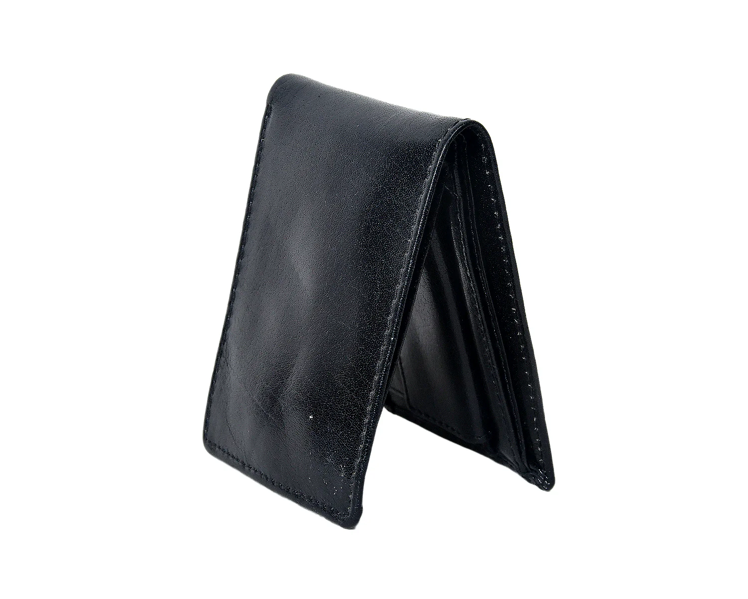 Premium Black Genuine Leather Bi-Fold Wallet with Coin Pocket & ID Window - Image 7
