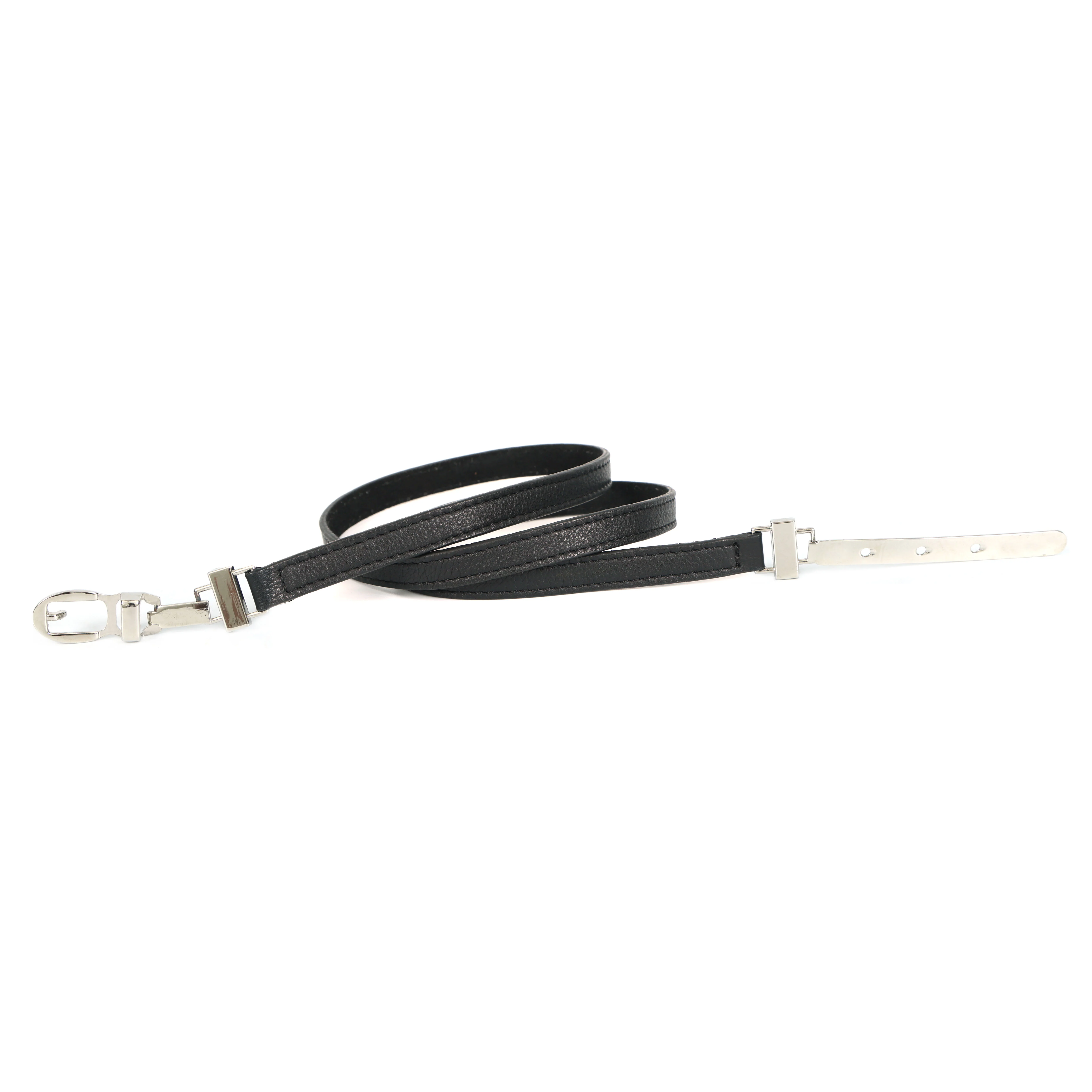 Celtic Black Genuine Leather Belt for Women | Sleek Slim Belt with Polished Metal Buckle - Image 3