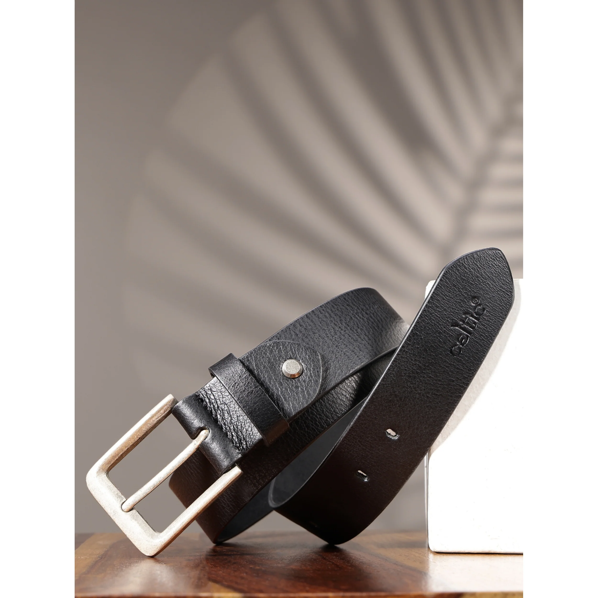 Celtic Men Genuine Leather Black Waist Accessory Durable Metal Buckle Formal Casual Wear - Image 5