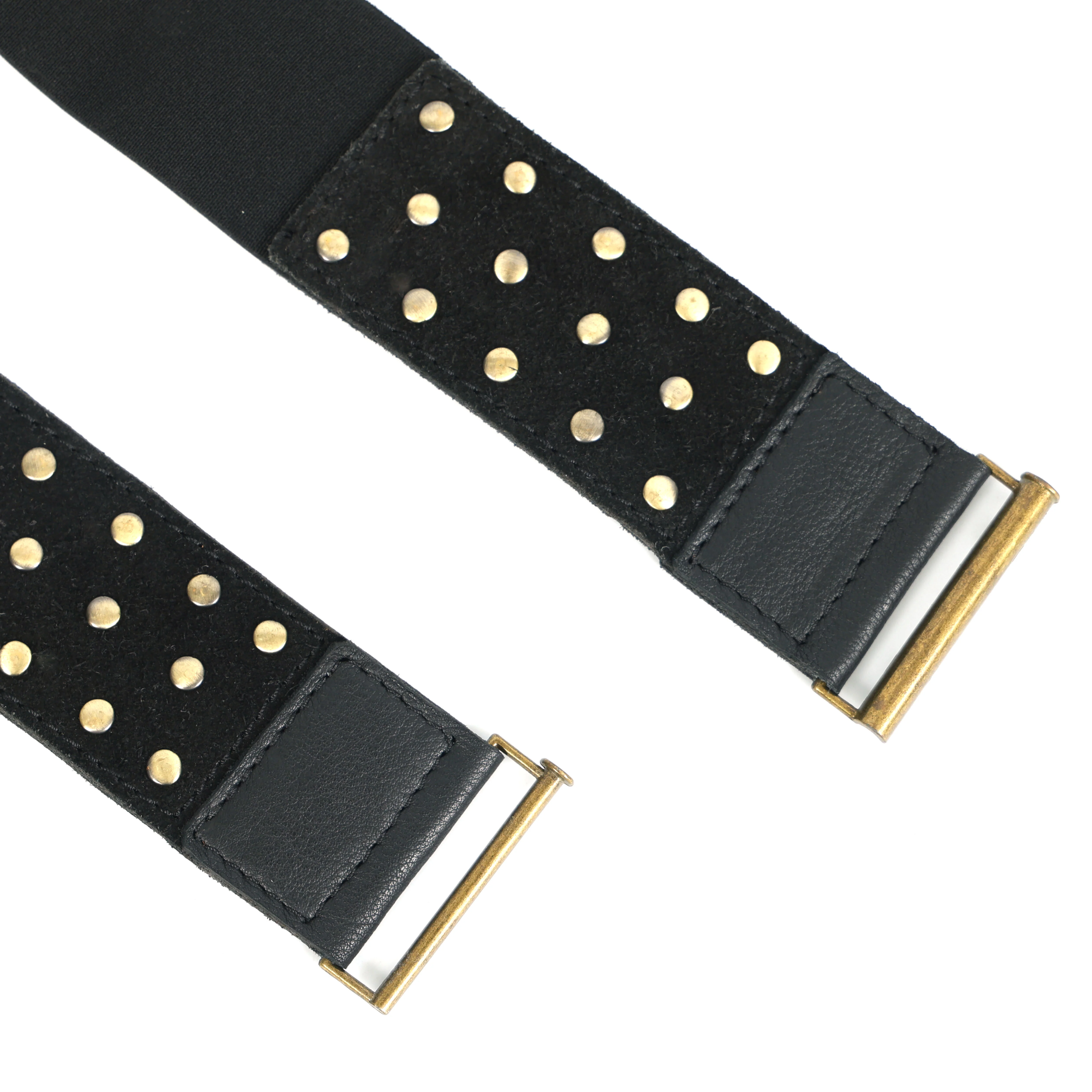 Celtic Black Studded Elastic Waist Belt for Women | Trendy Stretchable Fashion Belt with Golden Buckle for Dresses & Jeans - Image 2