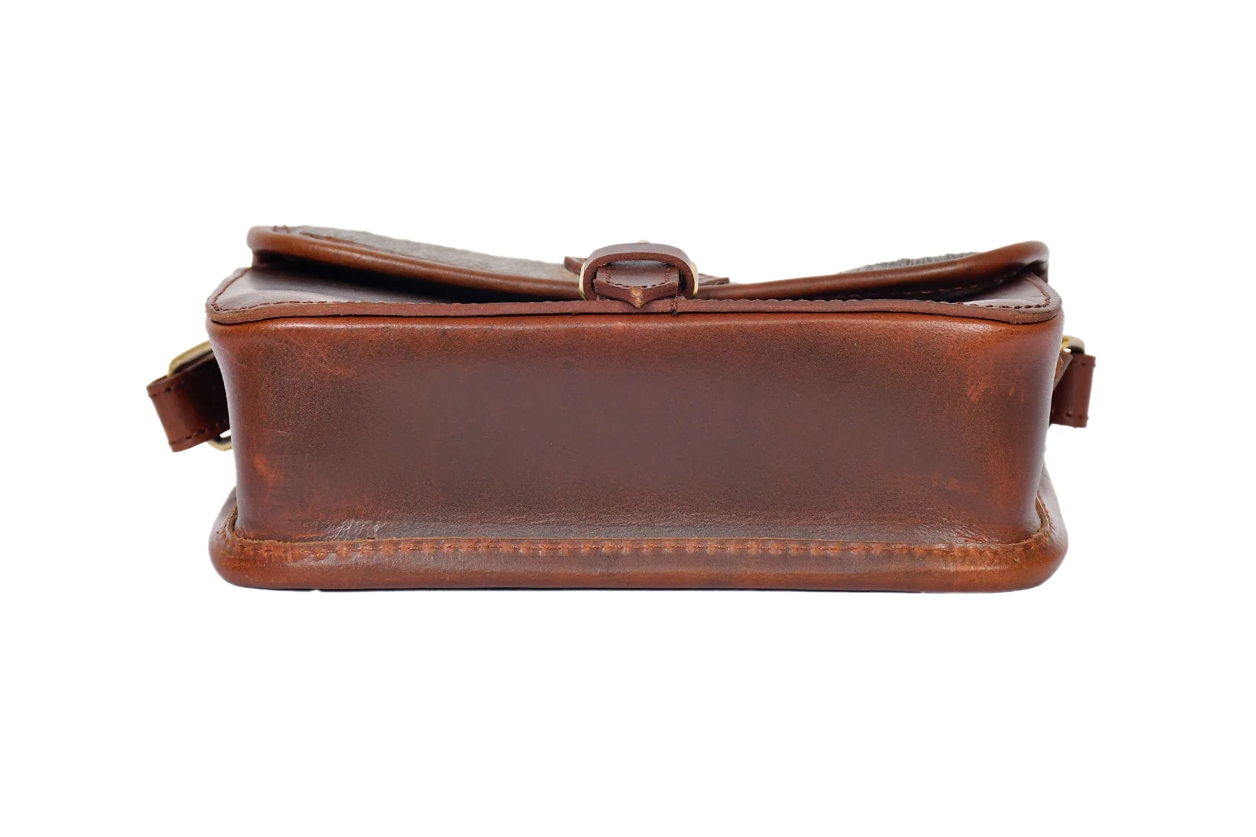 Premium  Brown Leather  Small Crossbody Bag with Leopard Print Flap - Image 4