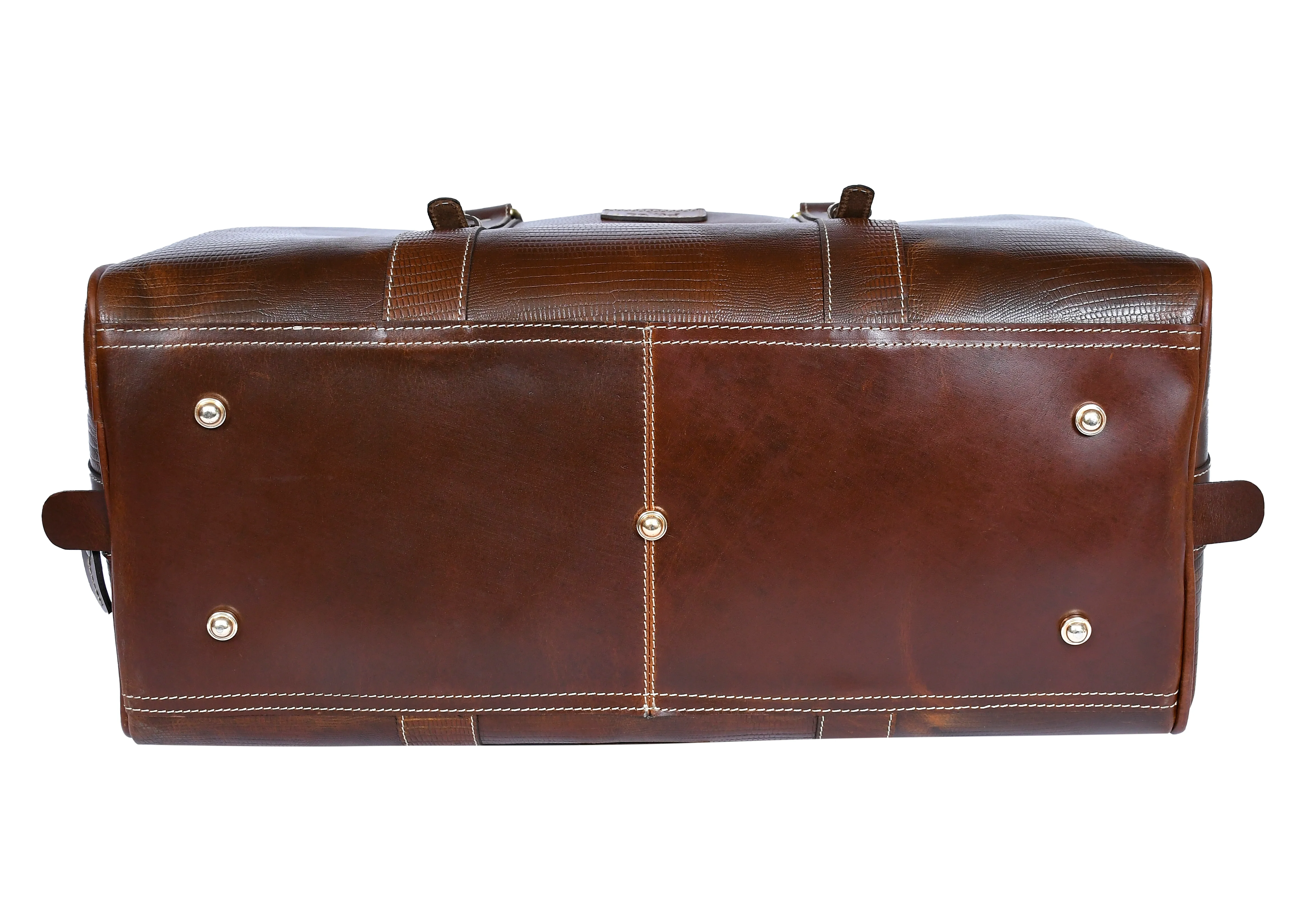 Premium Genuine Croc Texture Leather Travel Duffel with Detachable Strap & Zip Compartments - Image 4