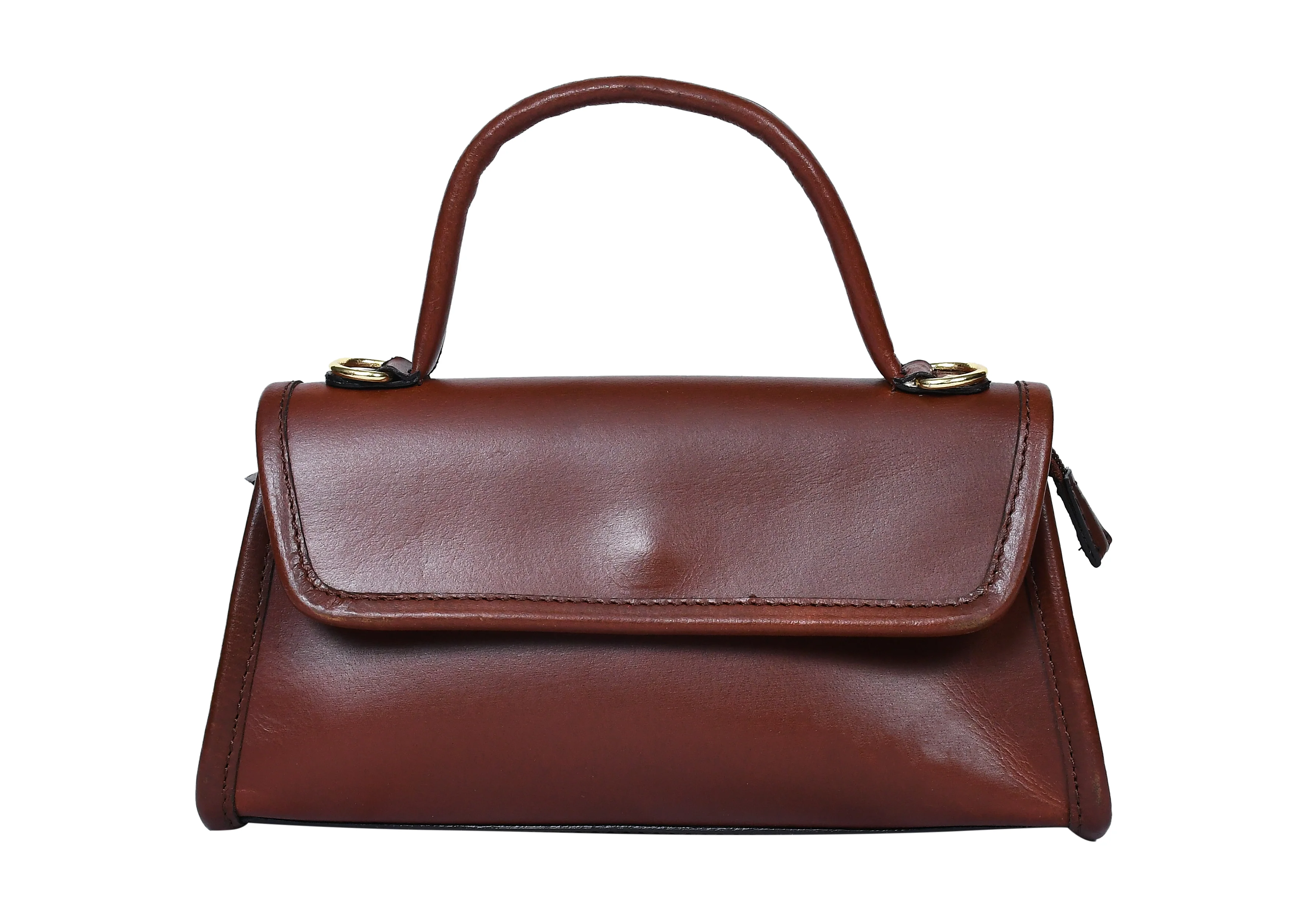 Premium  Leather Top-Handle Handbag with Flap Closure - Image 20