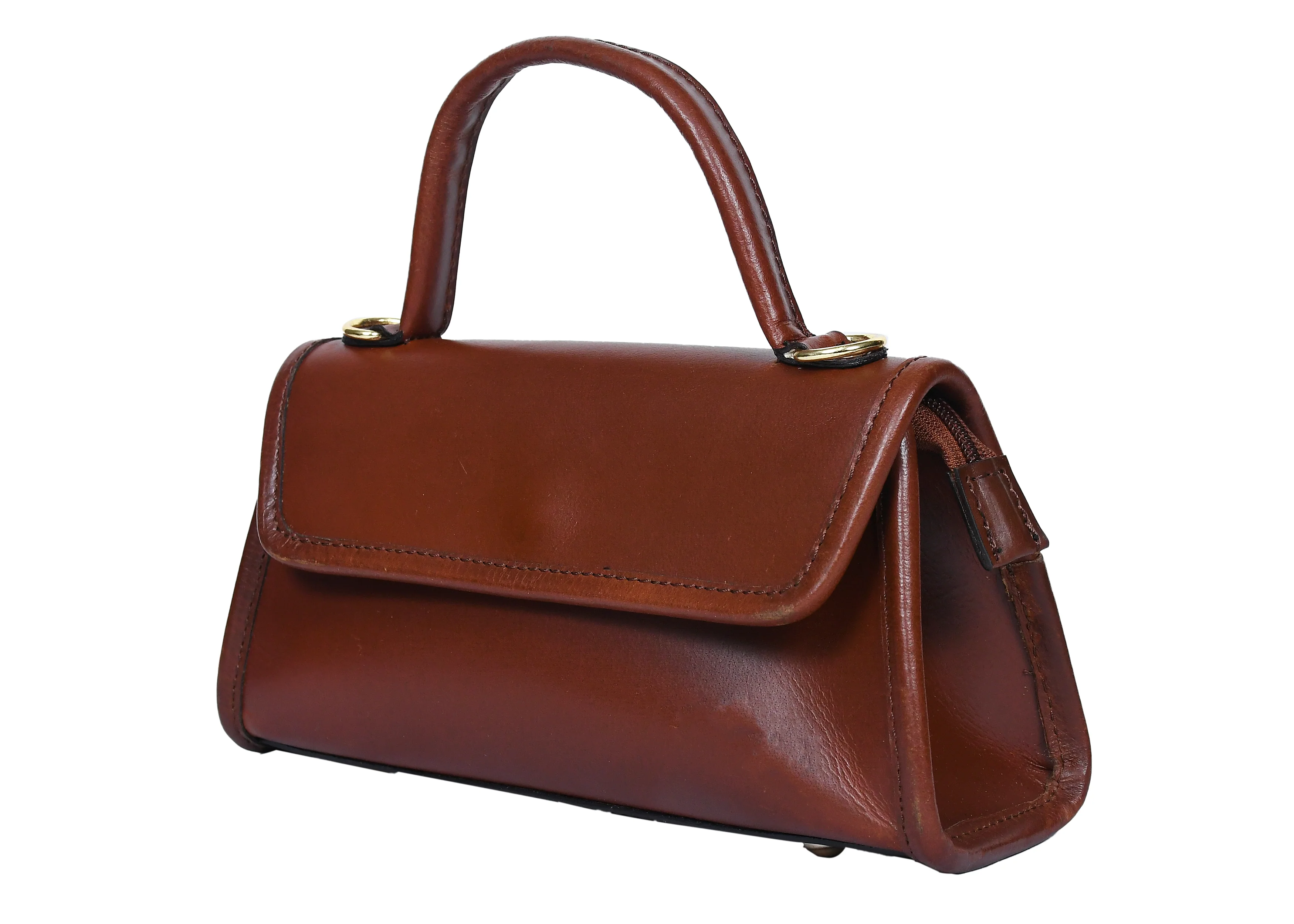 Premium  Leather Top-Handle Handbag with Flap Closure - Image 23