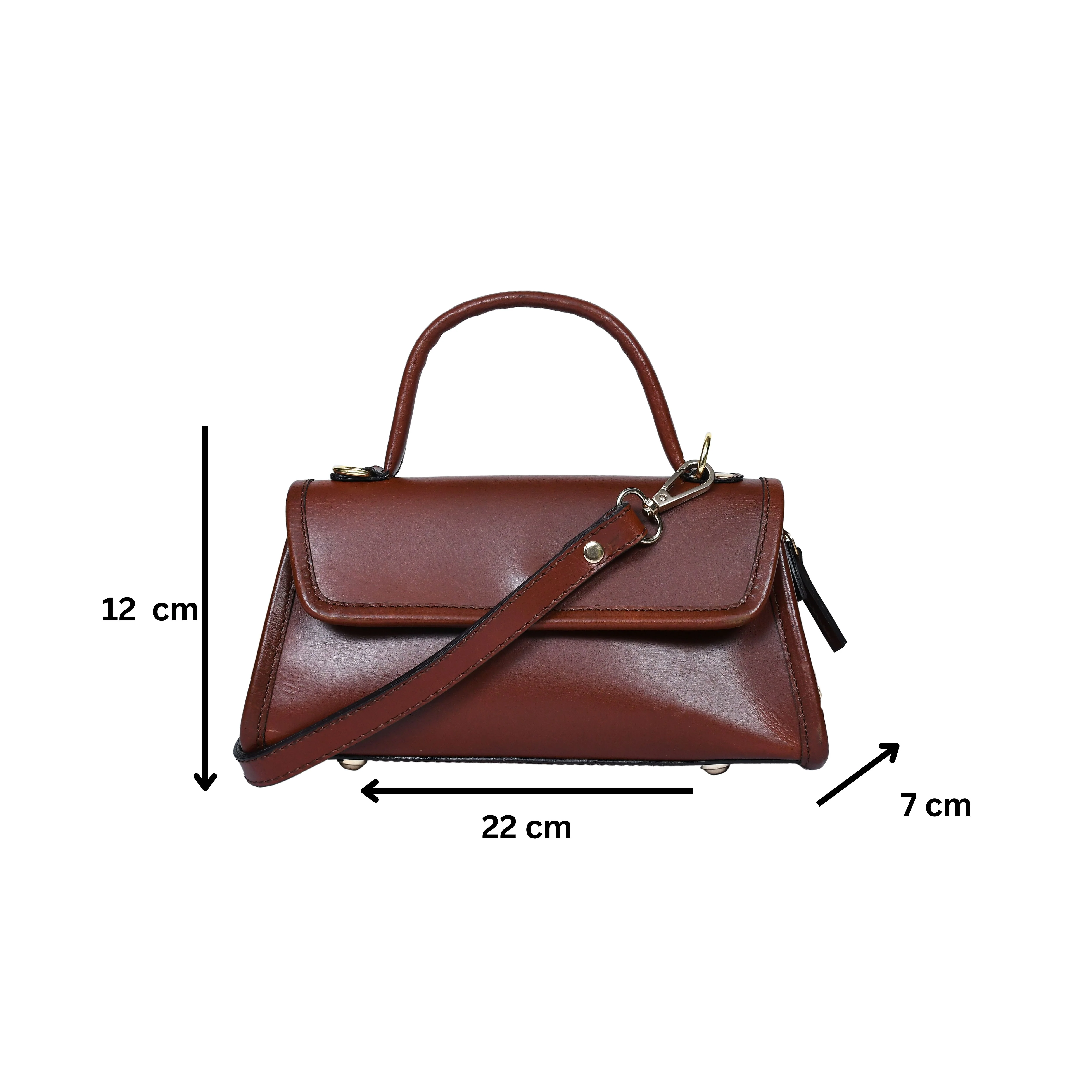 Premium  Leather Top-Handle Handbag with Flap Closure - Image 25