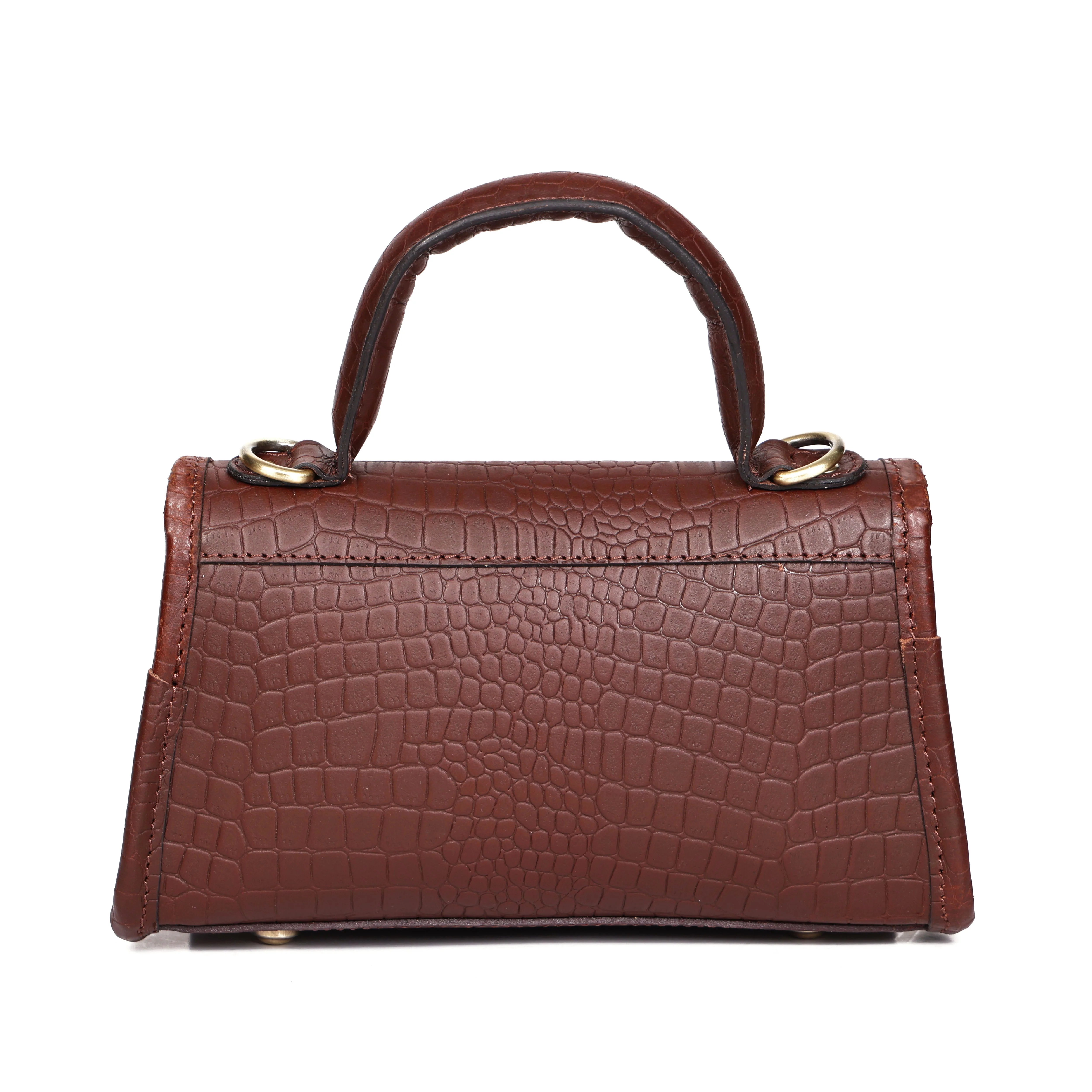 Premium  Leather Top-Handle Handbag with Flap Closure - Image 5
